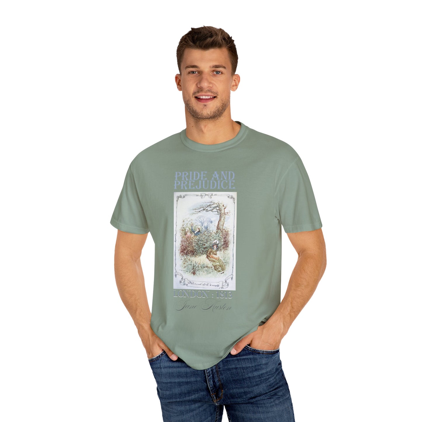 Jane Austen Comfort Colors TShirt, Pride & Prejudice Historical Romance, Bookish Literary Jane Austen Fan Art Gift for Her Bookclub Tee T-Shirt Printify