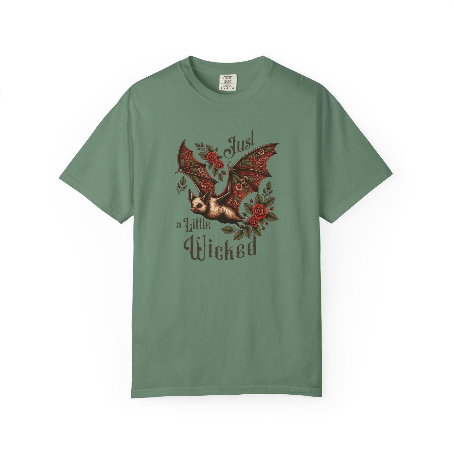 Bat Retro Goth TShirt Vintage Grunge Style Bat Shirt For Halloween Party Spooky Vibes Witchy Dark Academia Comfort Colors Oversized Shirt T-Shirt Printify Light Green S