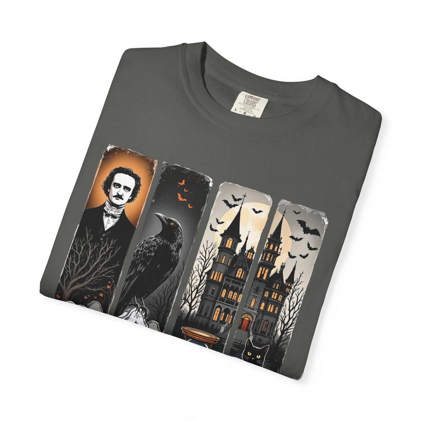 Edgar Allan Poe T-Shirt Gothic Graphic Tee The Raven Nevermore Quote Horror Literature Shirt Dark Academia Aesthetic Halloween Party Gift