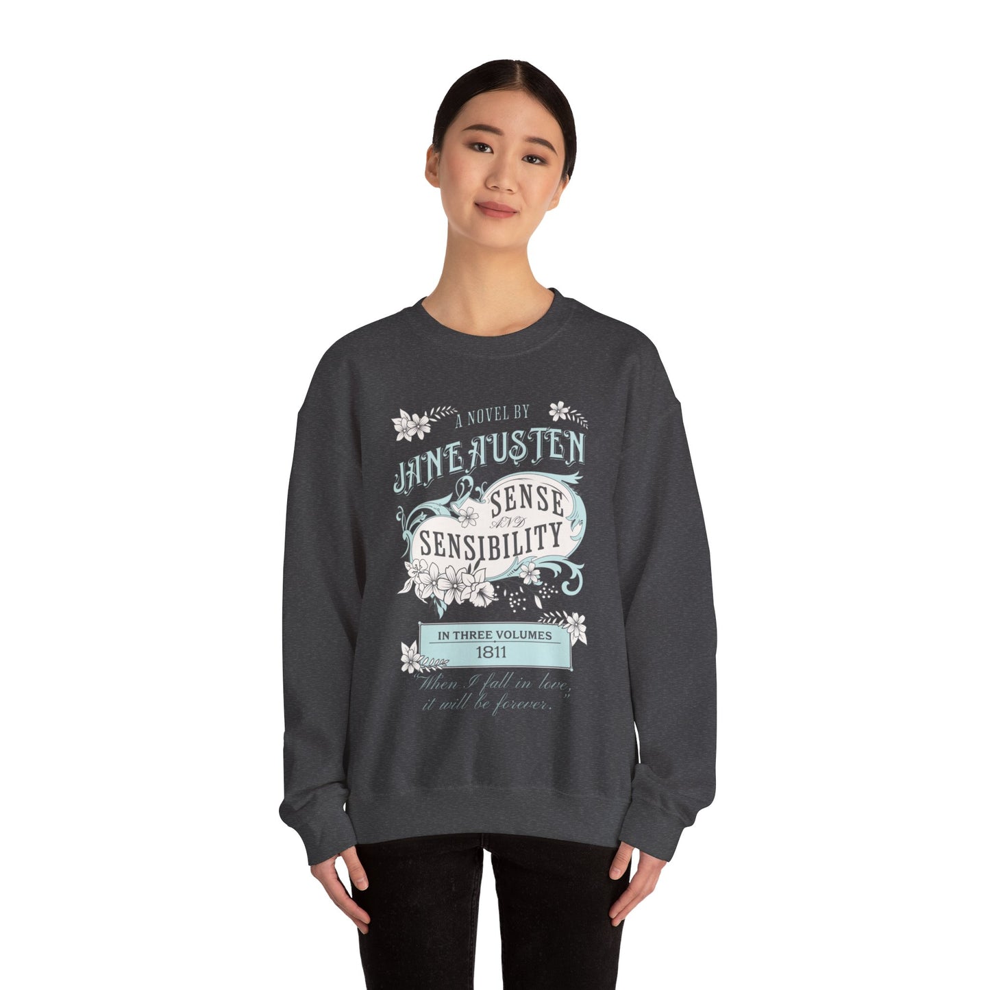 Jane Austen Sweatshirt, Sense & Sensibility Historical Romance Sweater, Bookish Literary Jane Austen Fan Art Gift, Gift for Her, Readers, Sweatshirt Printify