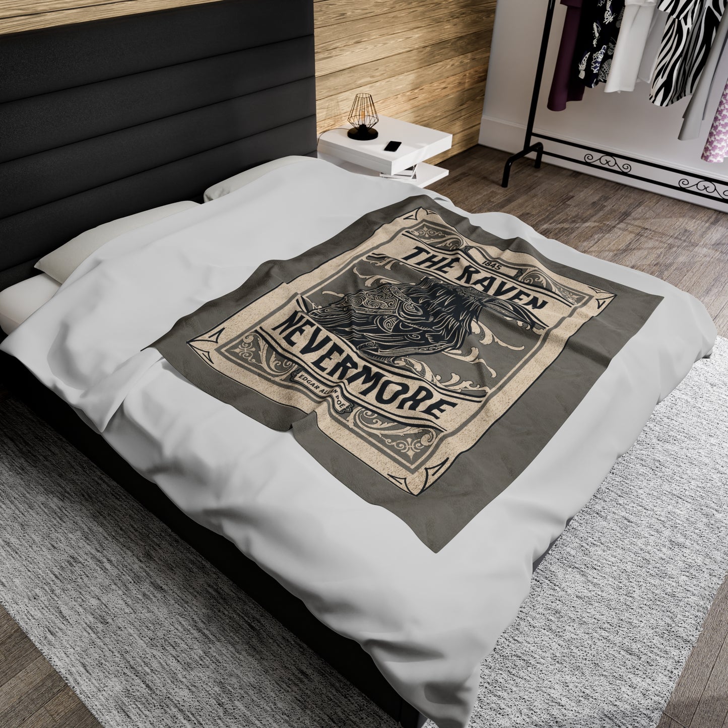Edgar Allan Poe, Nevermore The Raven Throw Blanket, Book Lover Reading Blanket, Gothic Light, Dark Academia, Horror Movie Watching Blanket All Over Prints Printify
