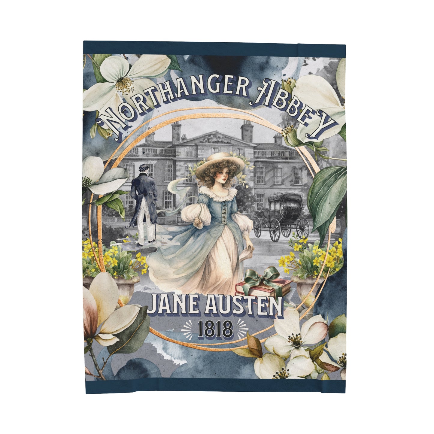 Jane Austen Plush Throw Blanket, Northanger Abbey Historical Romance Gift, Bookish Literary Jane Austen Fan Art Gift, Gift for Her, Bookclub All Over Prints Printify 60" × 80"