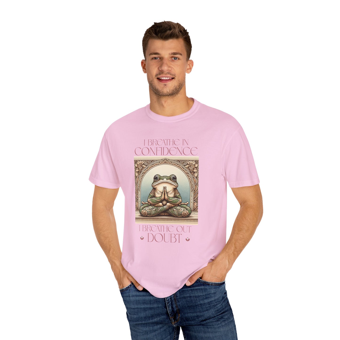 Pink Yoga Frog Shirt I Breathe In Confidence And I Breathe Out Doubt Unisex T-Shirt, Casual Wear, Highlander Fan Gift,