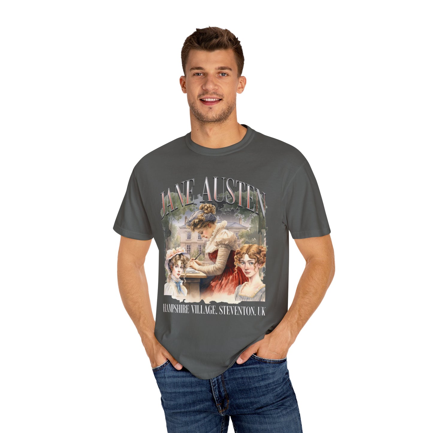 Retro Jane Austen Unisex Garment-Dyed T-shirt T-Shirt Printify