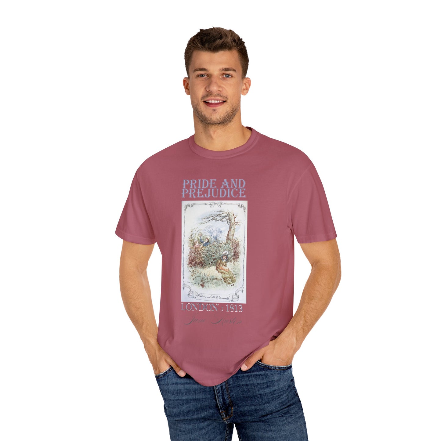 Jane Austen Comfort Colors TShirt, Pride & Prejudice Historical Romance, Bookish Literary Jane Austen Fan Art Gift for Her Bookclub Tee T-Shirt Printify