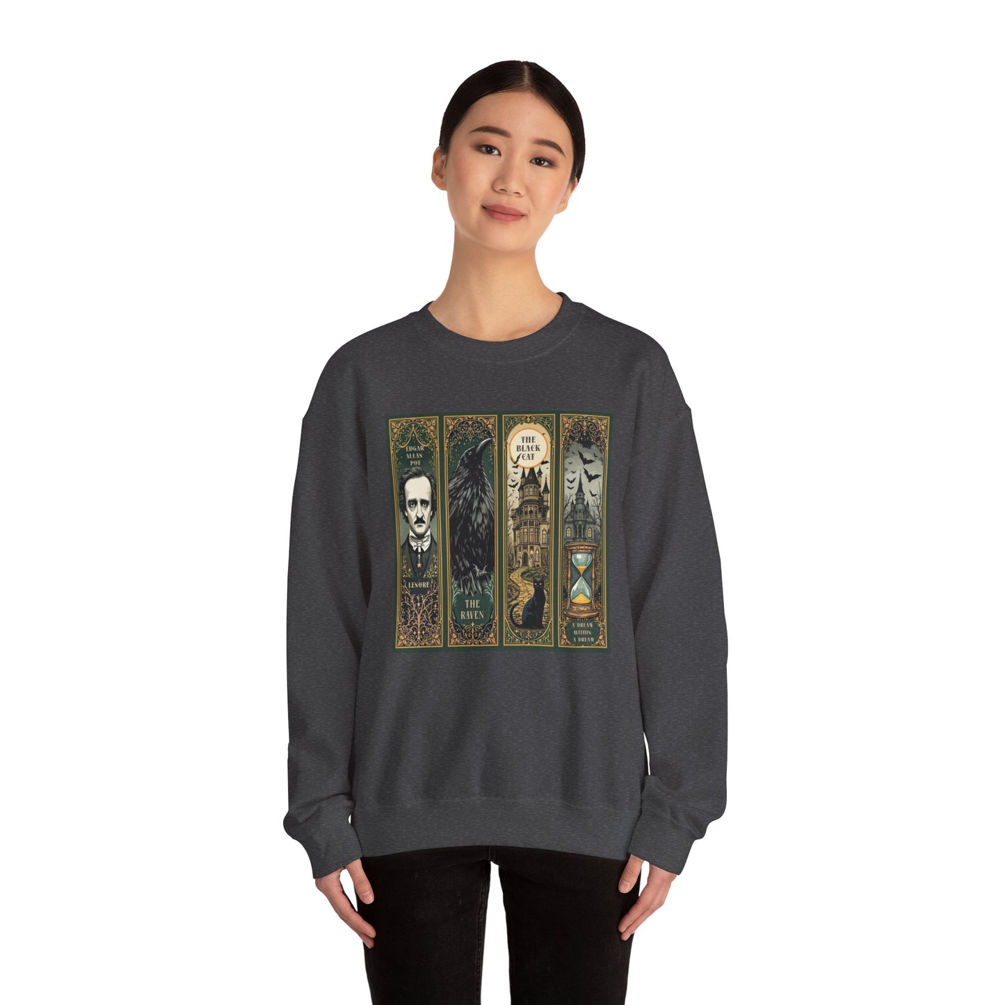 Edgar Allan Poe Sweatshirt The Raven Nevermore Gothic Horror Sweater Dark Academia Macabre Halloween Gift for Book Lovers Birthday Christmas
