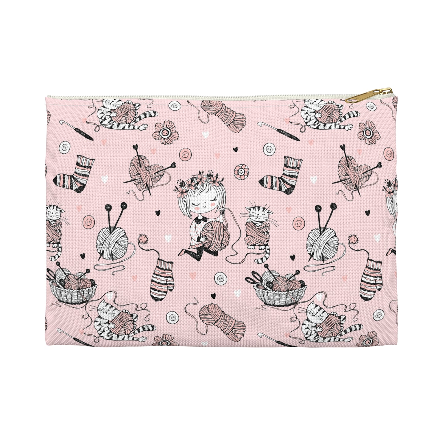 Crochet, Knitting or Crafting Accessory Pouch, Crochet Gift, Knitting Gift, Craft Organization or Storage Bag or Pouch. Bags Printify Small White zipper