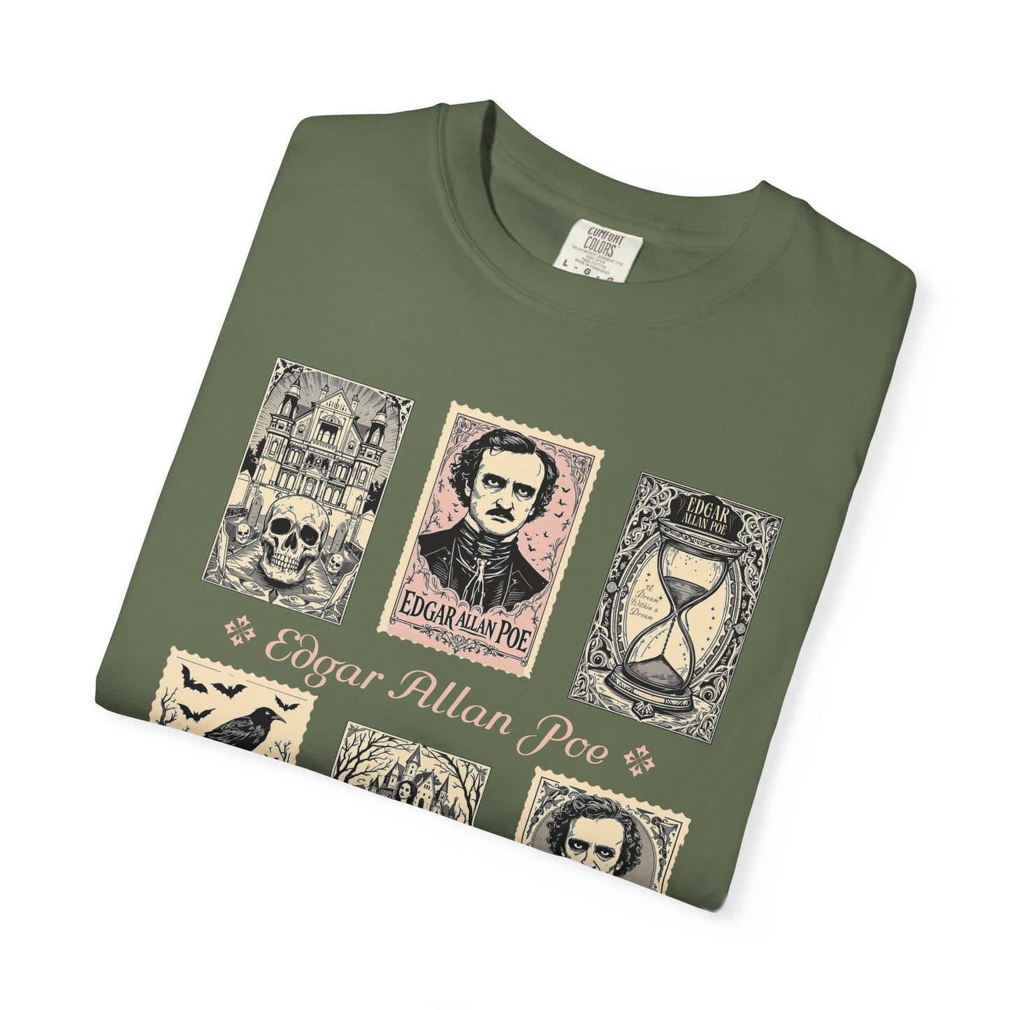 Edgar Allan Poe T-Shirt Gothic Graphic Tee The Raven Nevermore Quote Horror Literature Shirt Dark Academia Aesthetic Halloween Party Gift