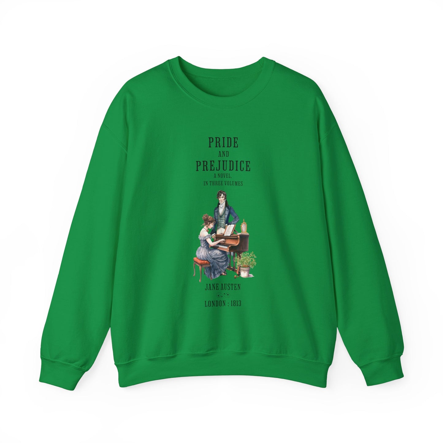 Jane Austen Sweatshirt, Pride & Prejudice Historical Romance Sweater, Bookish Literary Jane Austen Fan Art Gift for Her, Bookclub Shirt Sweatshirt Printify S Irish Green