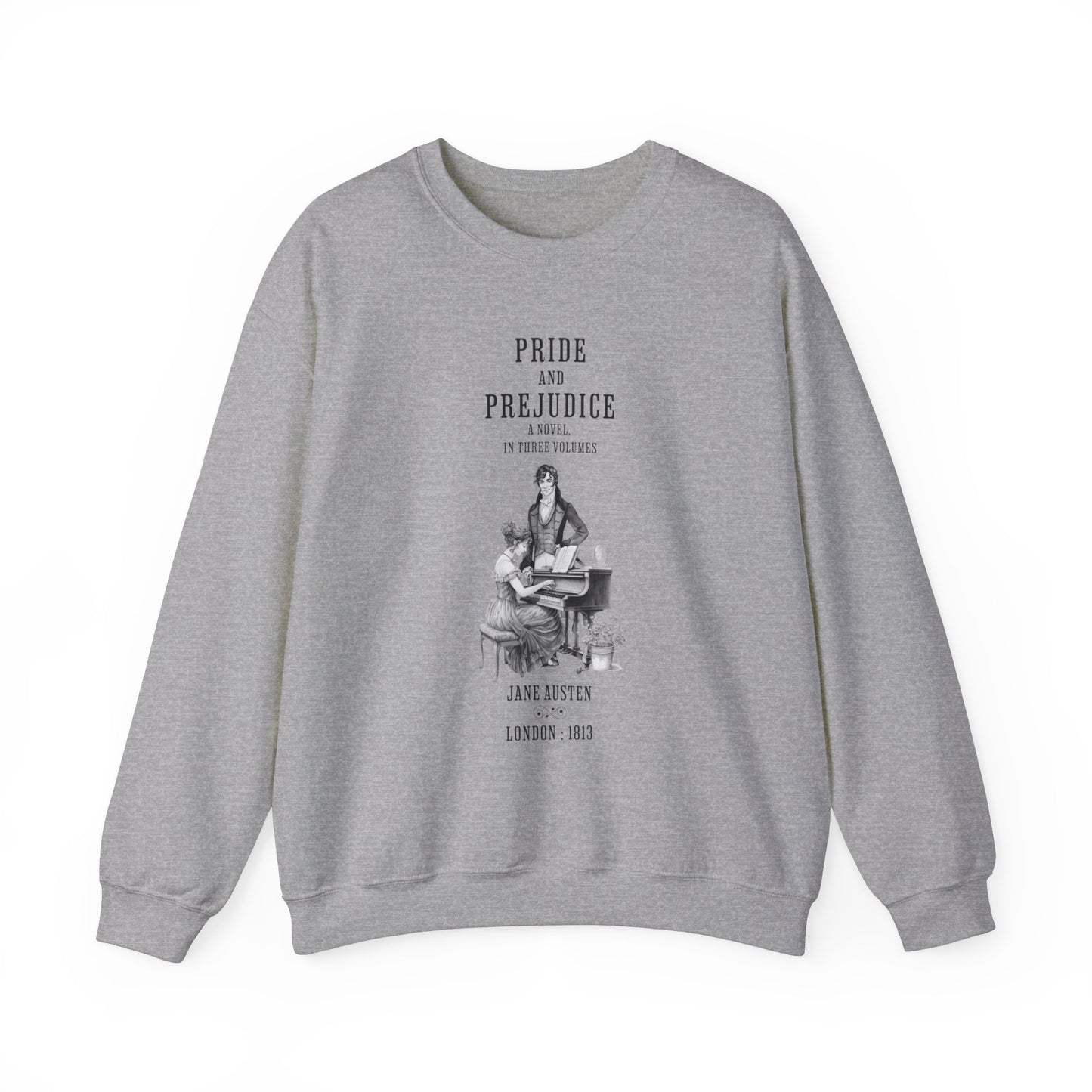 Jane Austen Sweatshirt, Pride & Prejudice Historical Romance Sweater, Bookish Literary Jane Austen Fan Art Gift for Her, Bookclub Shirt Sweatshirt Printify S Sport Grey