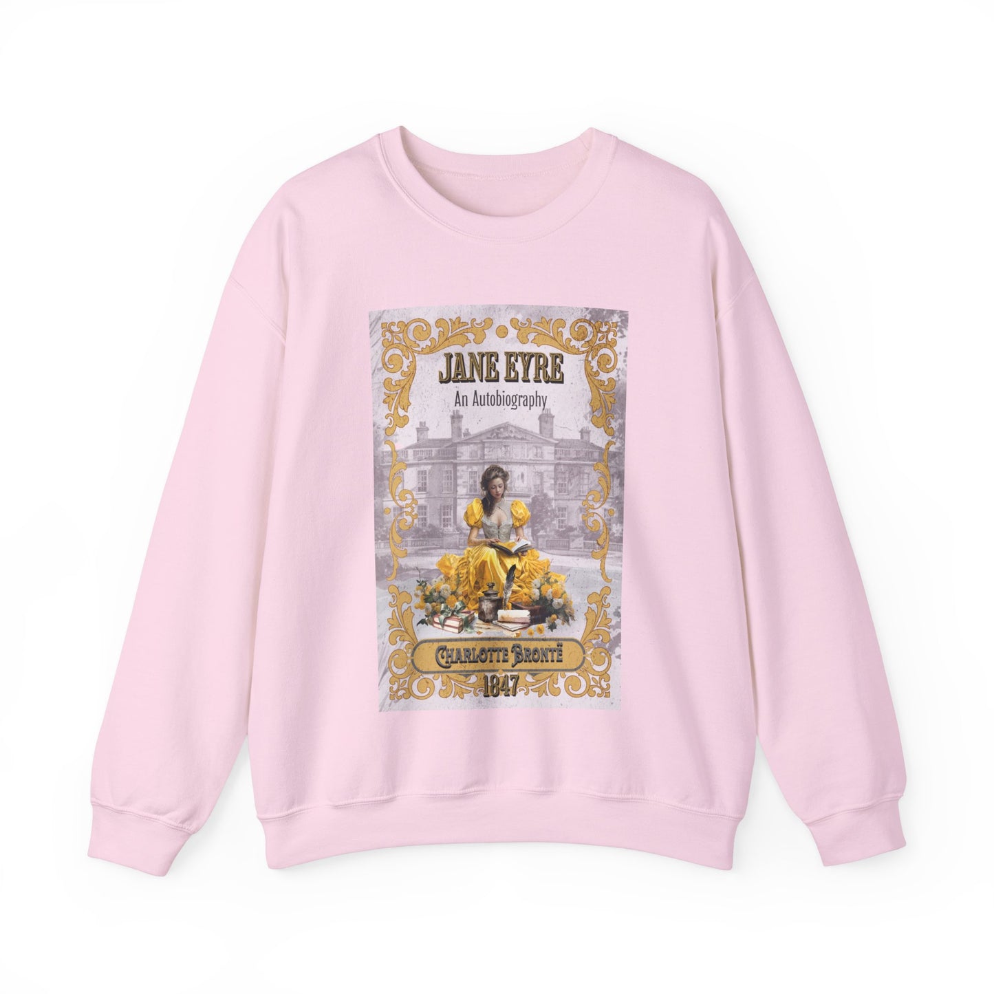 Jane Eyre Sweatshirt, Charlotte Brontë Historical Romance Sweater, Bookish Literary Brontë Sisters Fan Art Gift, Gift for Her, Readers, Sweatshirt Printify S Light Pink