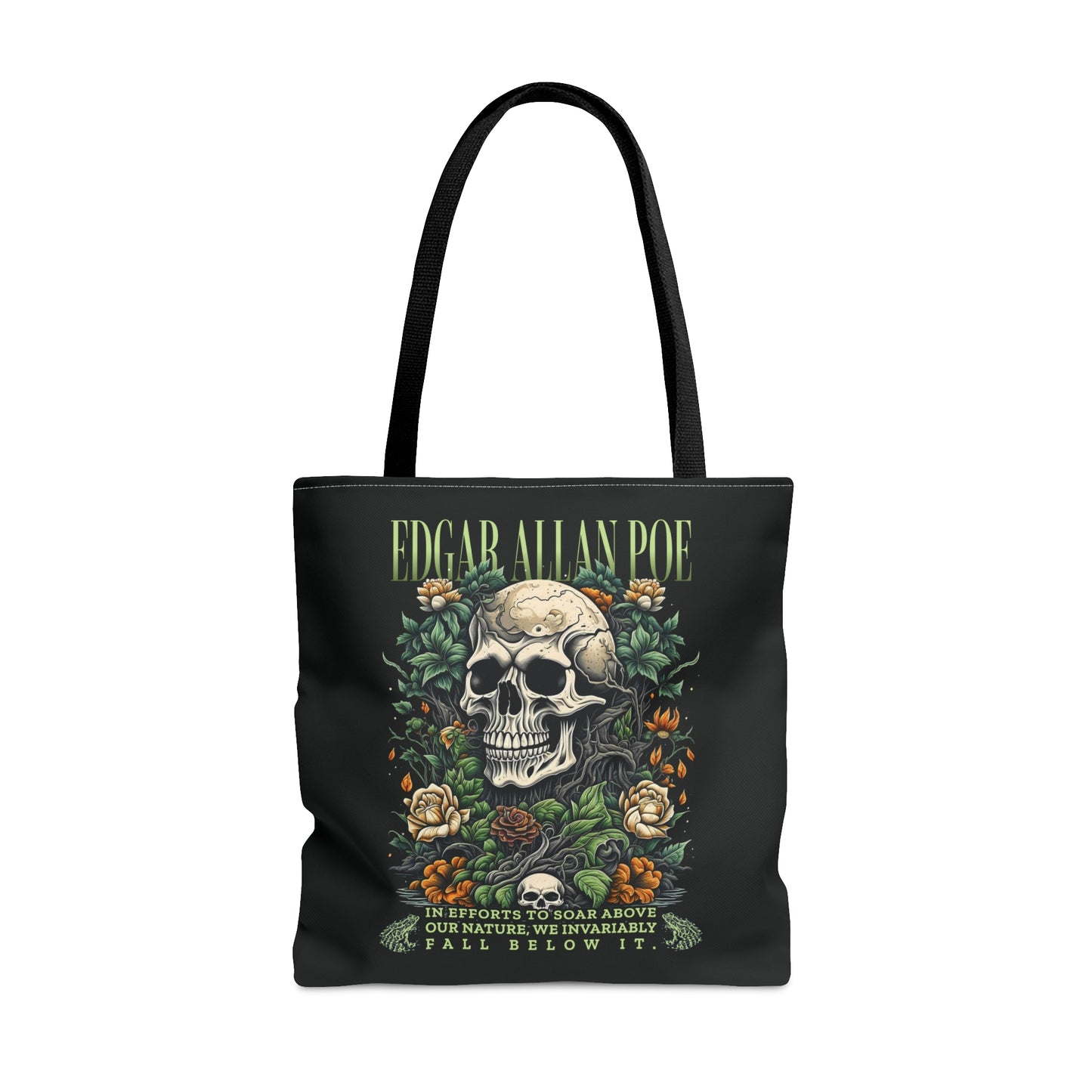Edgar Allan Poe Tote Bag, Vintage Gothic, Grunge Shoulder Bag, Book, Library, Grocery, Travel Bag, Dark Academia, Bookish, Bookclub Gift, Bags Printify Large