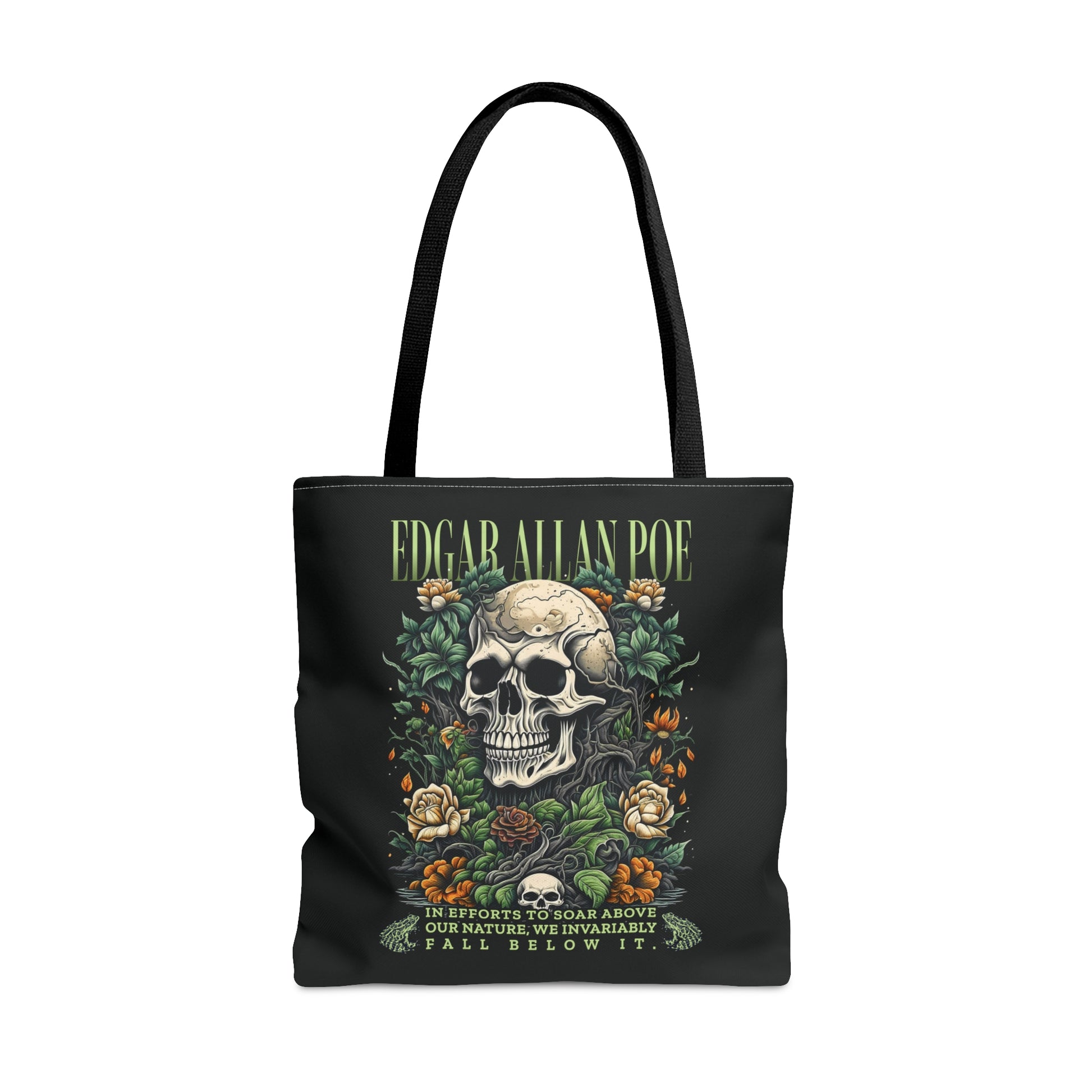 Edgar Allan Poe Tote Bag, Vintage Gothic, Grunge Shoulder Bag, Book, Library, Grocery, Travel Bag, Dark Academia, Bookish, Bookclub Gift, Bags Printify Large