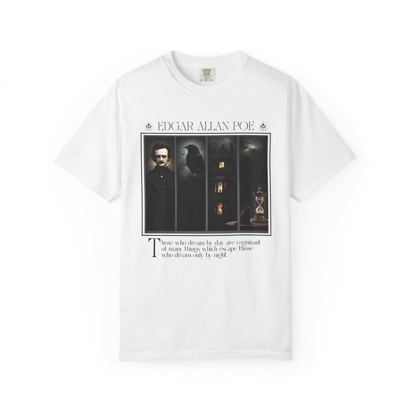 Edgar Allan Poe T-Shirt Gothic Graphic Tee The Raven Nevermore Quote Horror Literature Shirt Dark Academia Aesthetic Halloween Party Gift T-Shirt Printify White S