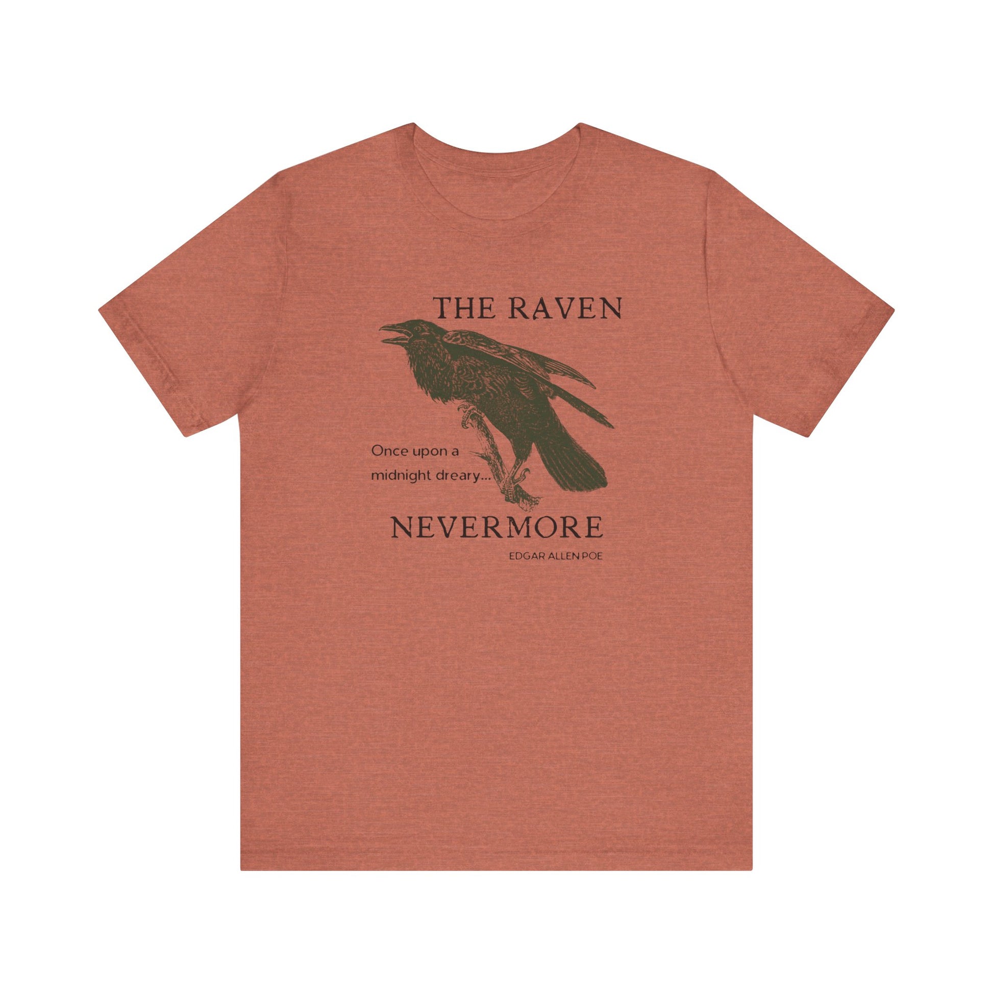 Halloween Vintage The Raven TShirt, Spooky Season Tee, Trick or Treating Shirt, Halloween Party T-Shirt, Edgar Allen Poe, Nevermore, Gothic T-Shirt Printify Heather Clay XS
