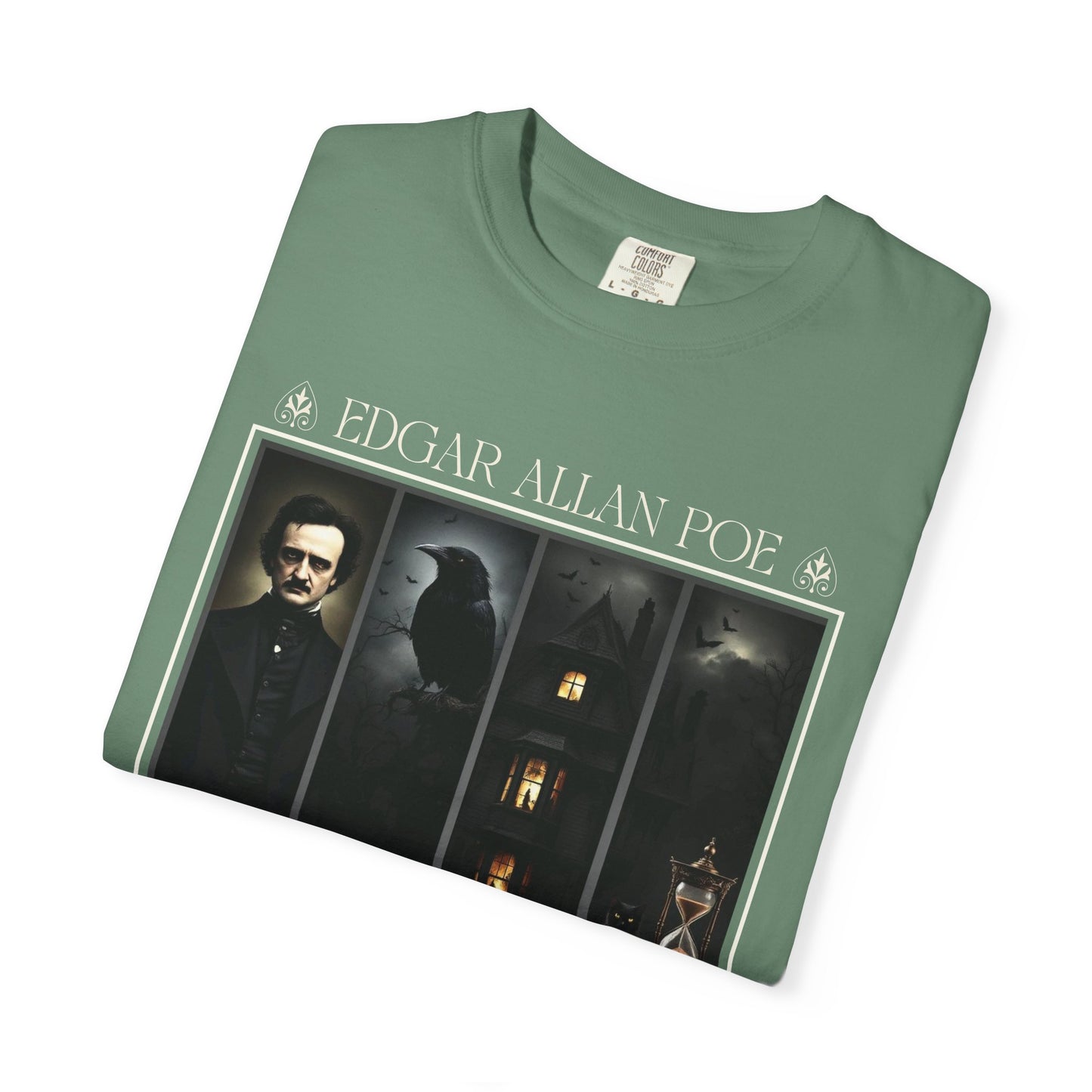 Edgar Allan Poe T-Shirt Gothic Graphic Tee The Raven Nevermore Quote Horror Literature Shirt Dark Academia Aesthetic Halloween Party Gift