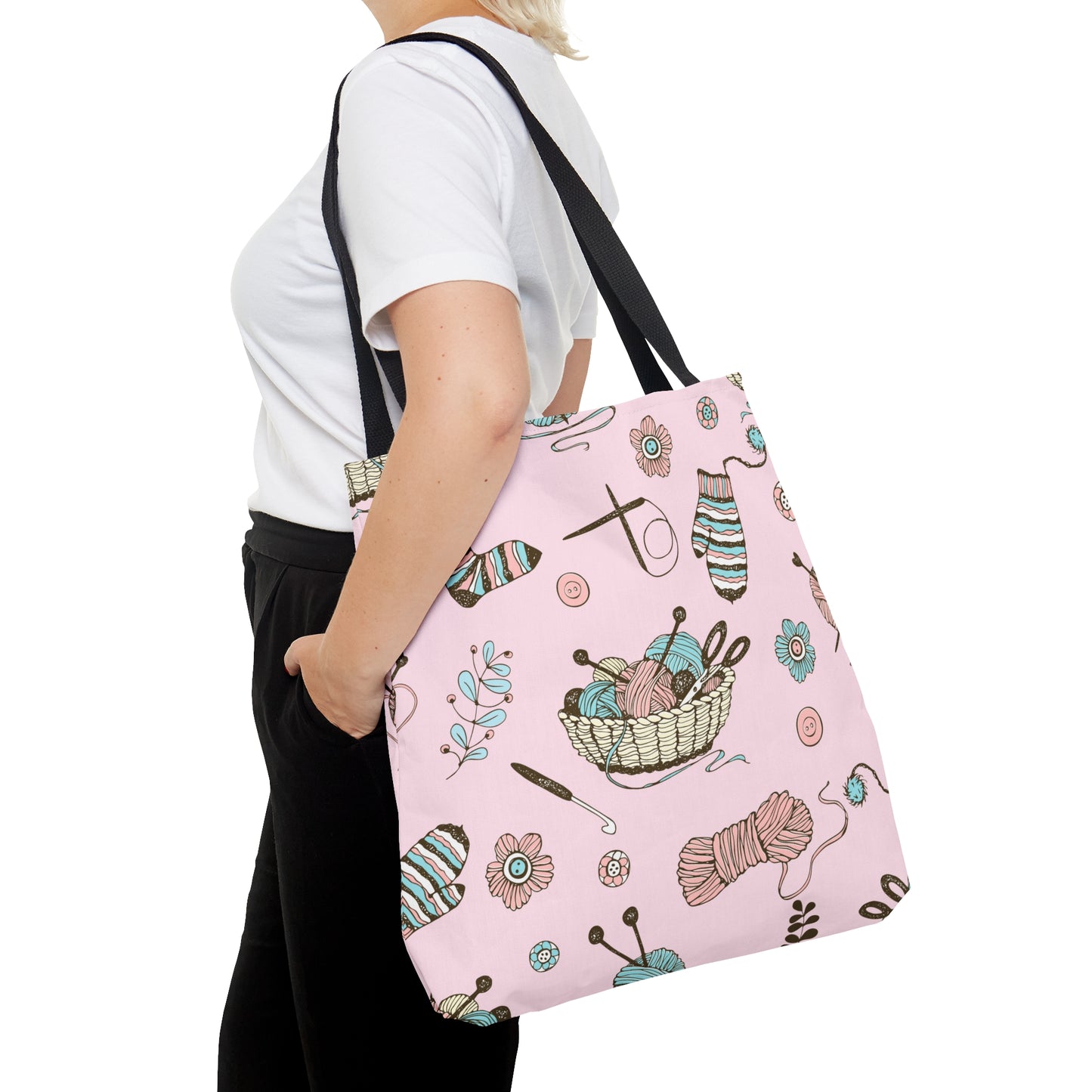 Craft, Crochet or Knitting Tote Bag, Yarn Storage Shoulder Bags, Gift for Knitter, Crafter, Grocery Shopping, School, Resusable, Travel Bag Bags Printify