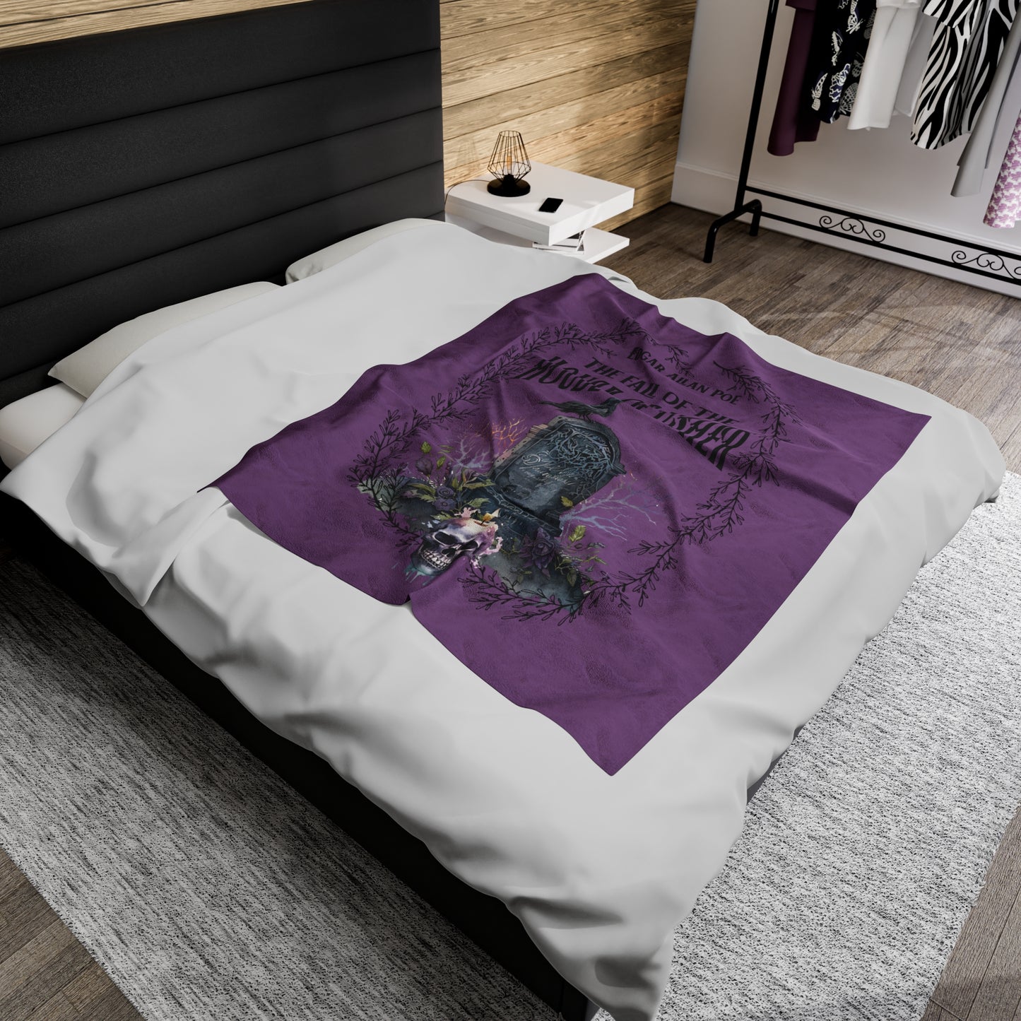 Edgar Allan Poe, The Fall Of The House Of Usher Throw Blanket, Book Lover Reading Blanket, Gothic Dark Academia, Horror Movie Watching Plush All Over Prints Printify