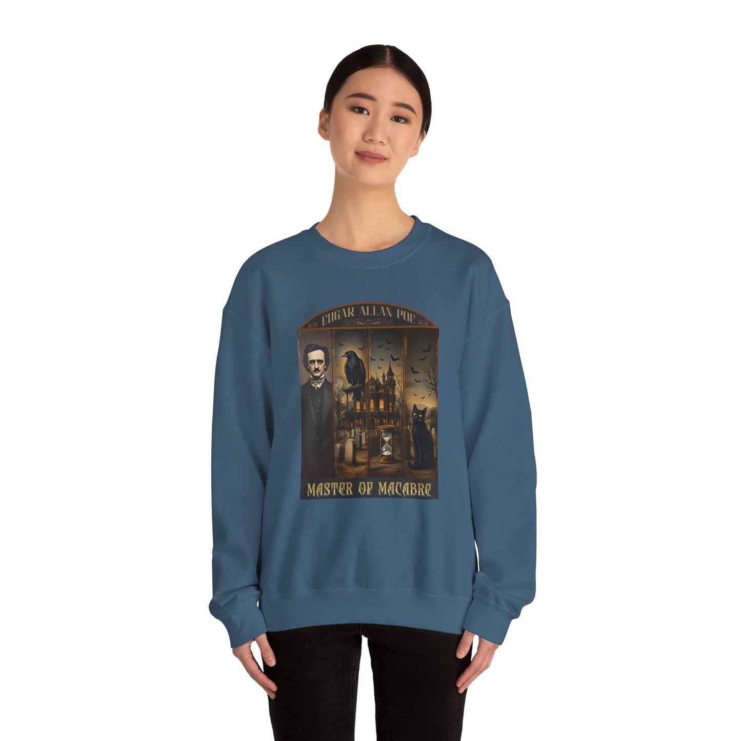 Edgar Allan Poe Sweatshirt The Raven Nevermore Gothic Horror Sweater Dark Academia Macabre Halloween Gift for Book Lovers Birthday Christmas