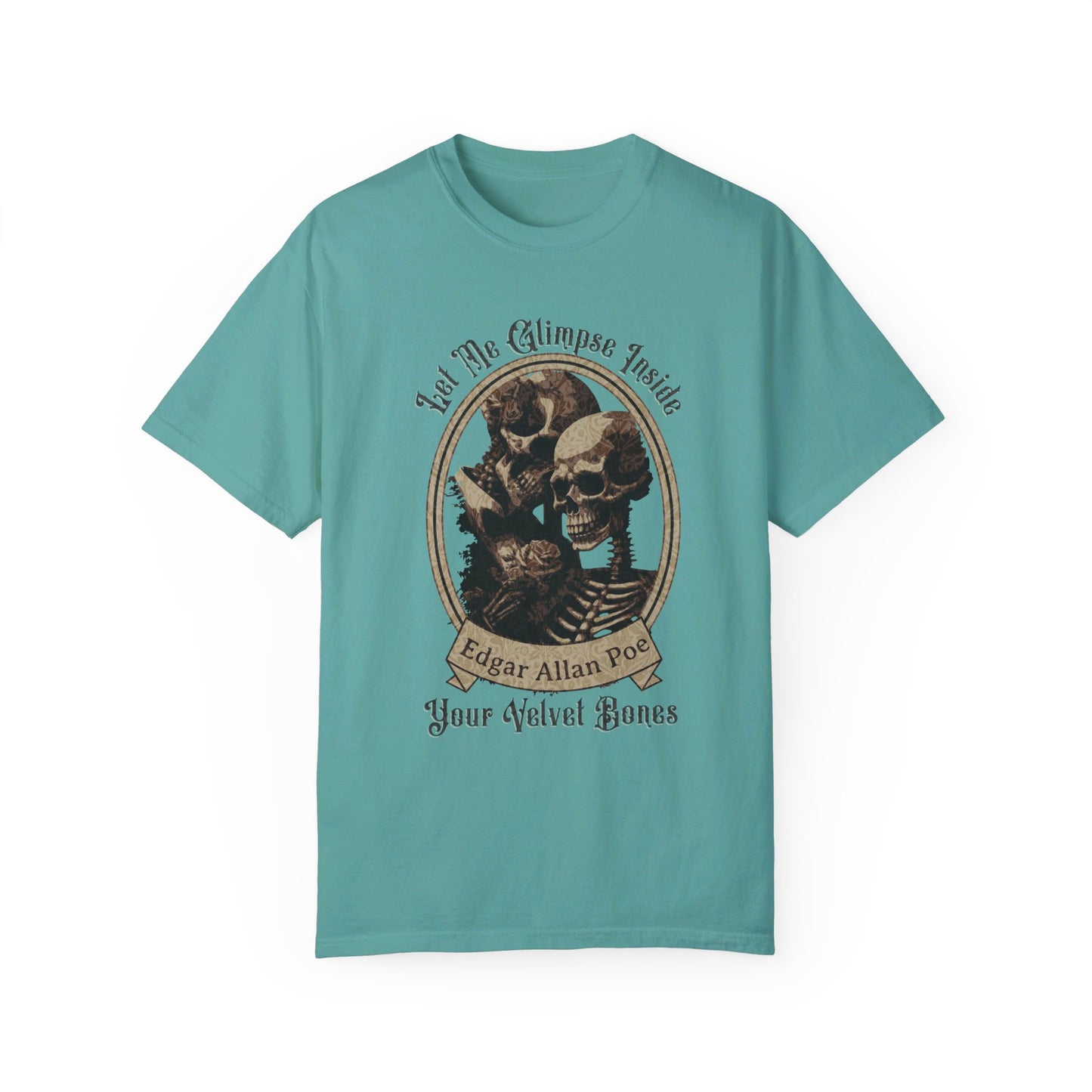 Edgar Allan Poe Shirt, Your Velvet Bones Tee, Book, Reading Lover Shirt, Halloween, Gothic, Light Academia Gifts, Comfort Colours TShirt T-Shirt Printify Seafoam S