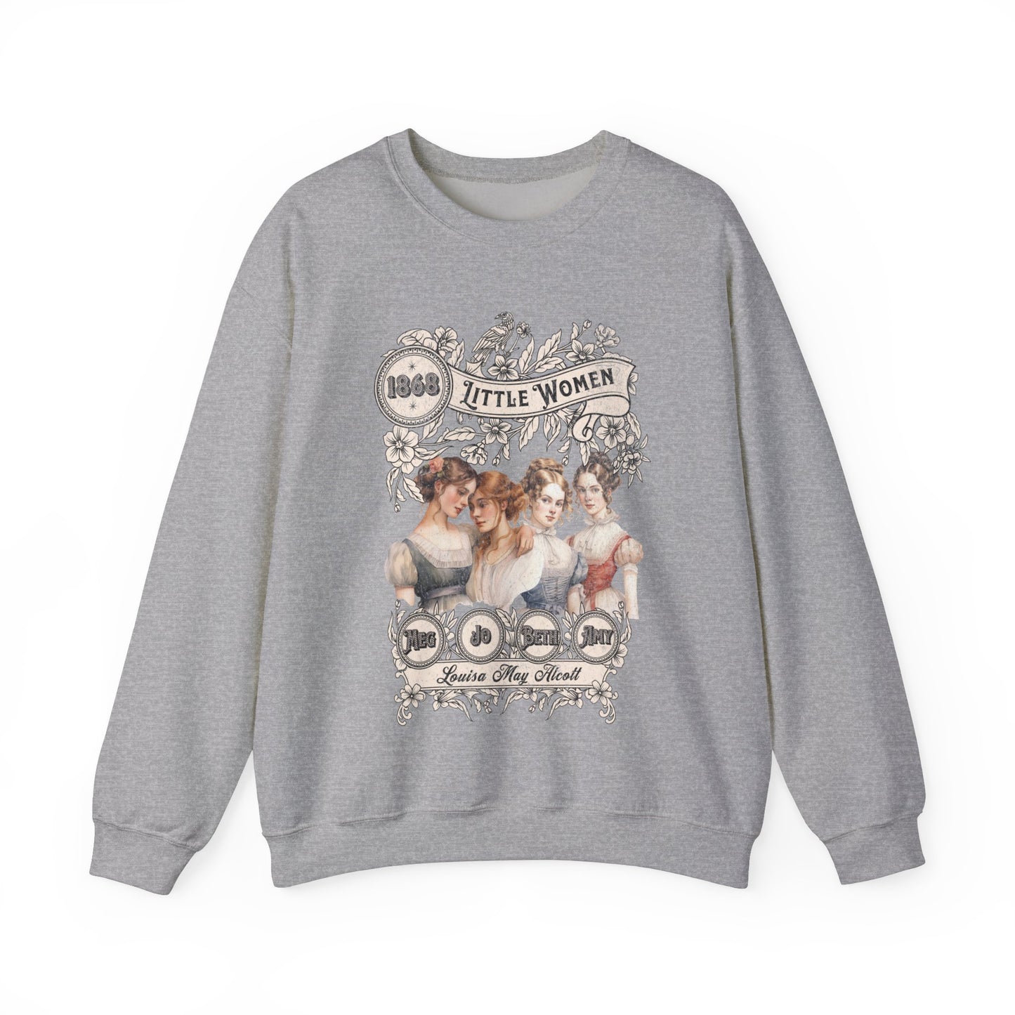 Little Women Sweatshirt, Louisa May Alcott Historical Romance Sweater, Bookish Literary Fan Art Gift, Gift for Her, Bookclub Crewneck Shirt Sweatshirt Printify S Sport Grey