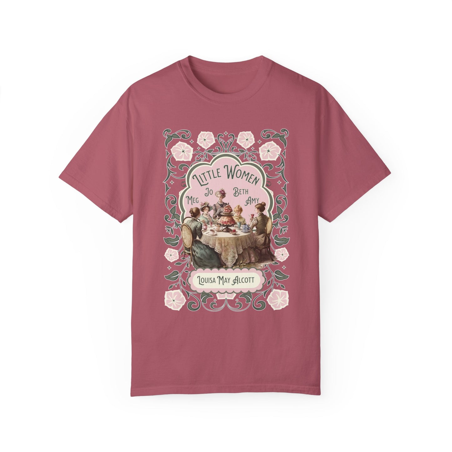 Little Women Comfort Colors T-Shirt, Louisa May Alcott Historical Romance, Bookish Literary Fan Art Tee Gift for Her Bookclub Crewneck Shirt T-Shirt Printify Crimson S