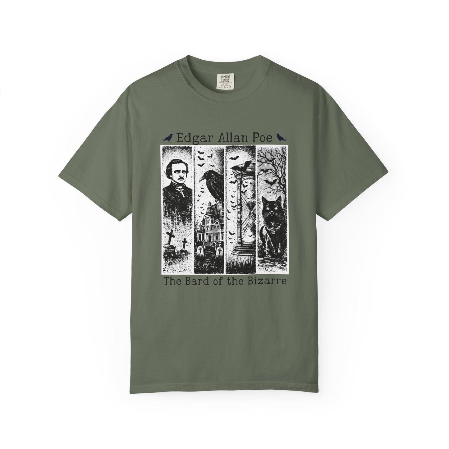 Edgar Allan Poe T-Shirt Gothic Graphic Tee The Raven Nevermore Quote Horror Literature Shirt Dark Academia Aesthetic Halloween Party Gift T-Shirt Printify Moss S