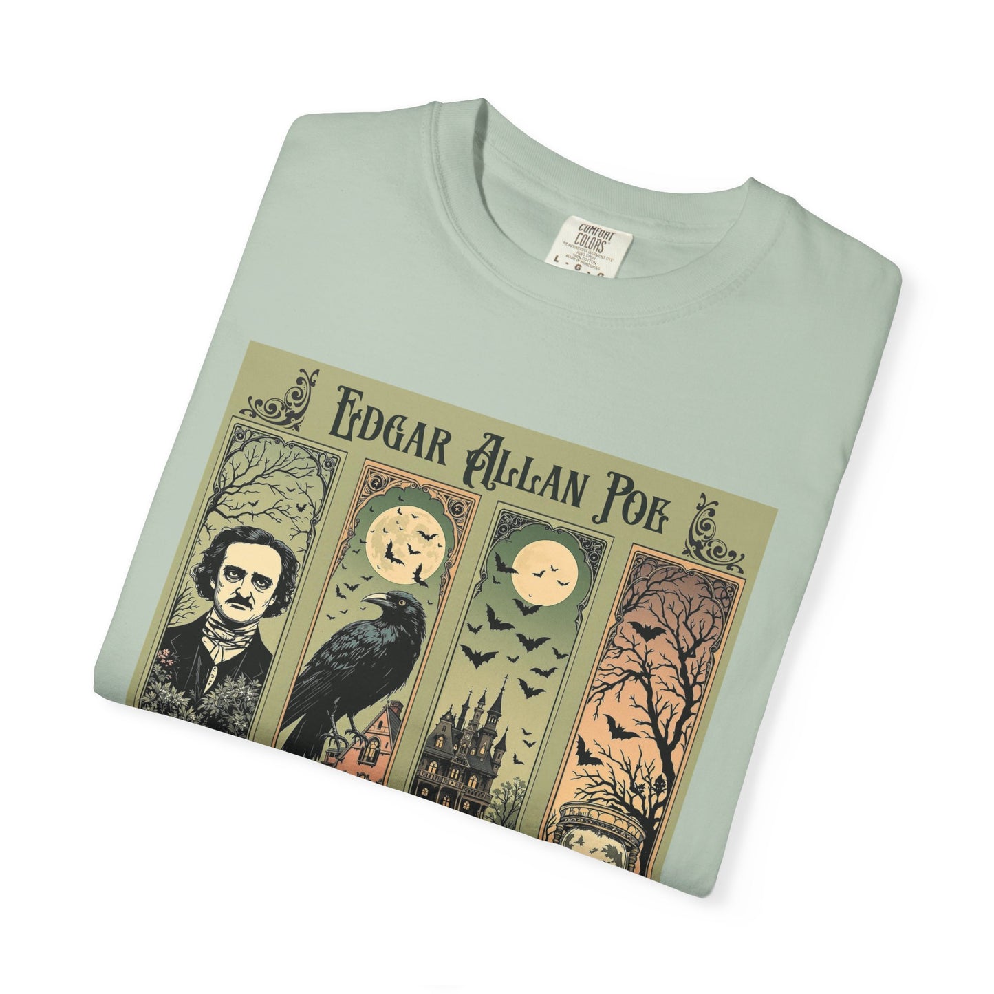 Edgar Allan Poe T-Shirt Gothic Graphic Tee The Raven Nevermore Quote Horror Literature Shirt Dark Academia Aesthetic Halloween Party Gift