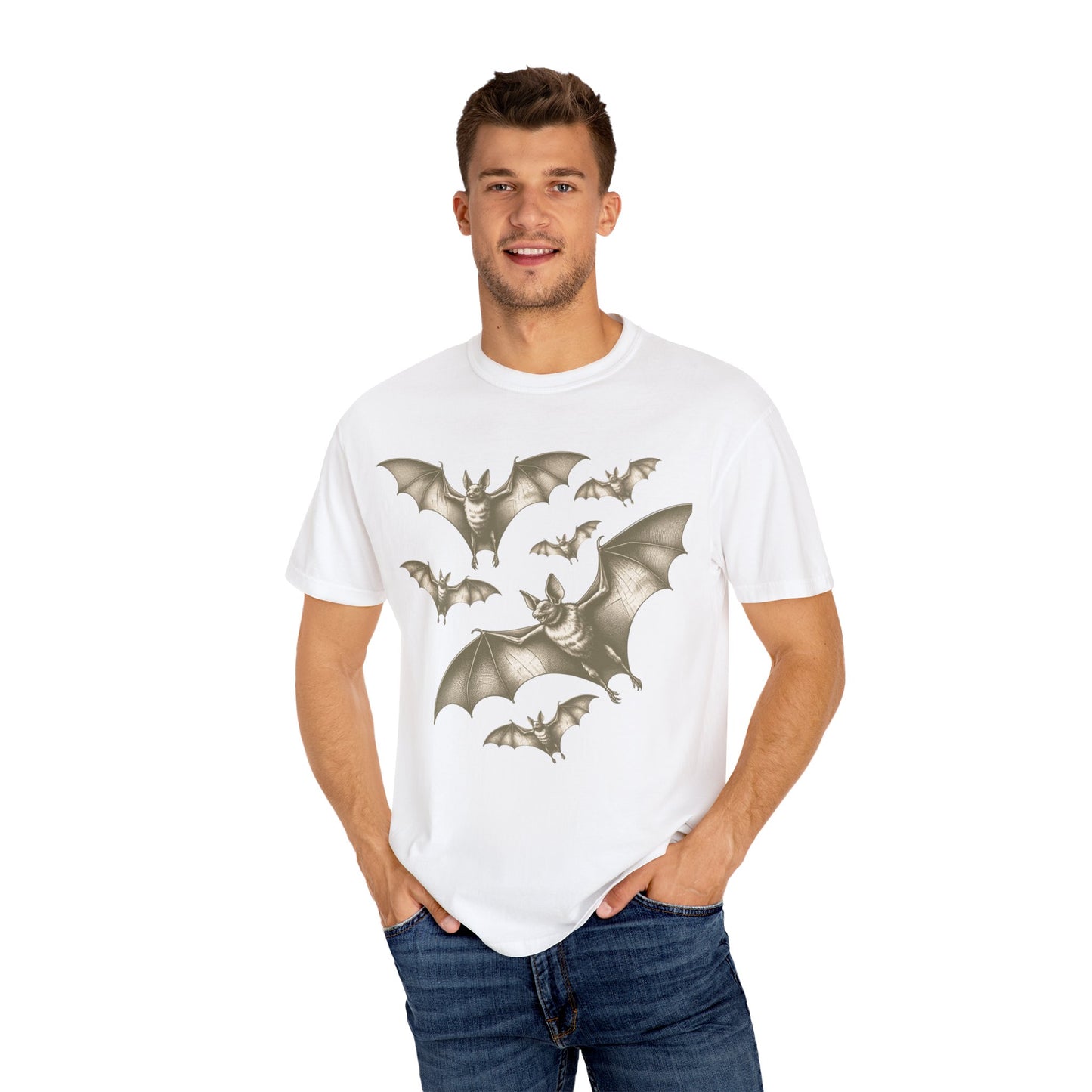 Bat Retro Goth TShirt Vintage Grunge Style Bat Shirt For Halloween Party Spooky Vibes Witchy Dark Academia Comfort Colors Oversized Shirt T-Shirt Printify White S