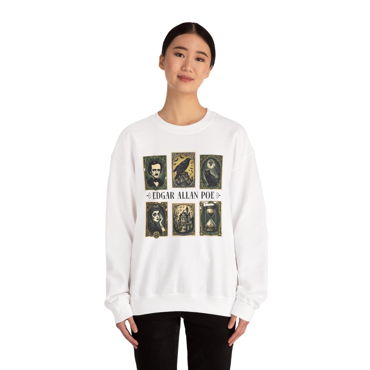 Edgar Allan Poe Sweatshirt The Raven Nevermore Gothic Horror Sweater Dark Academia Macabre Halloween Gift for Book Lovers Birthday Christmas Sweatshirt Printify