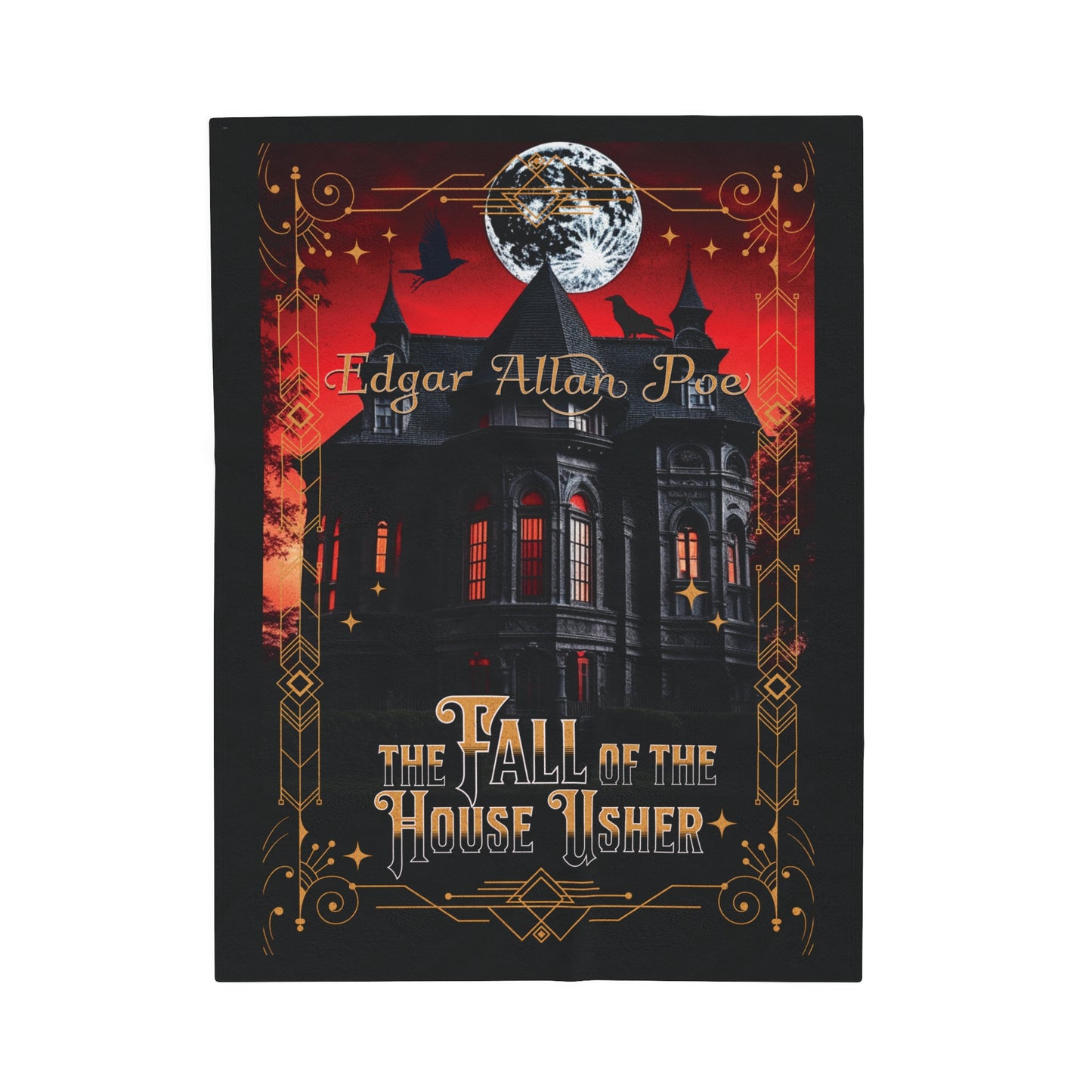 Edgar Allan Poe, The Fall Of The House Of Usher Throw Blanket, Book Lover Reading Blanket, Gothic Dark Academia, Horror Movie Watching Plush All Over Prints Printify 30" × 40"