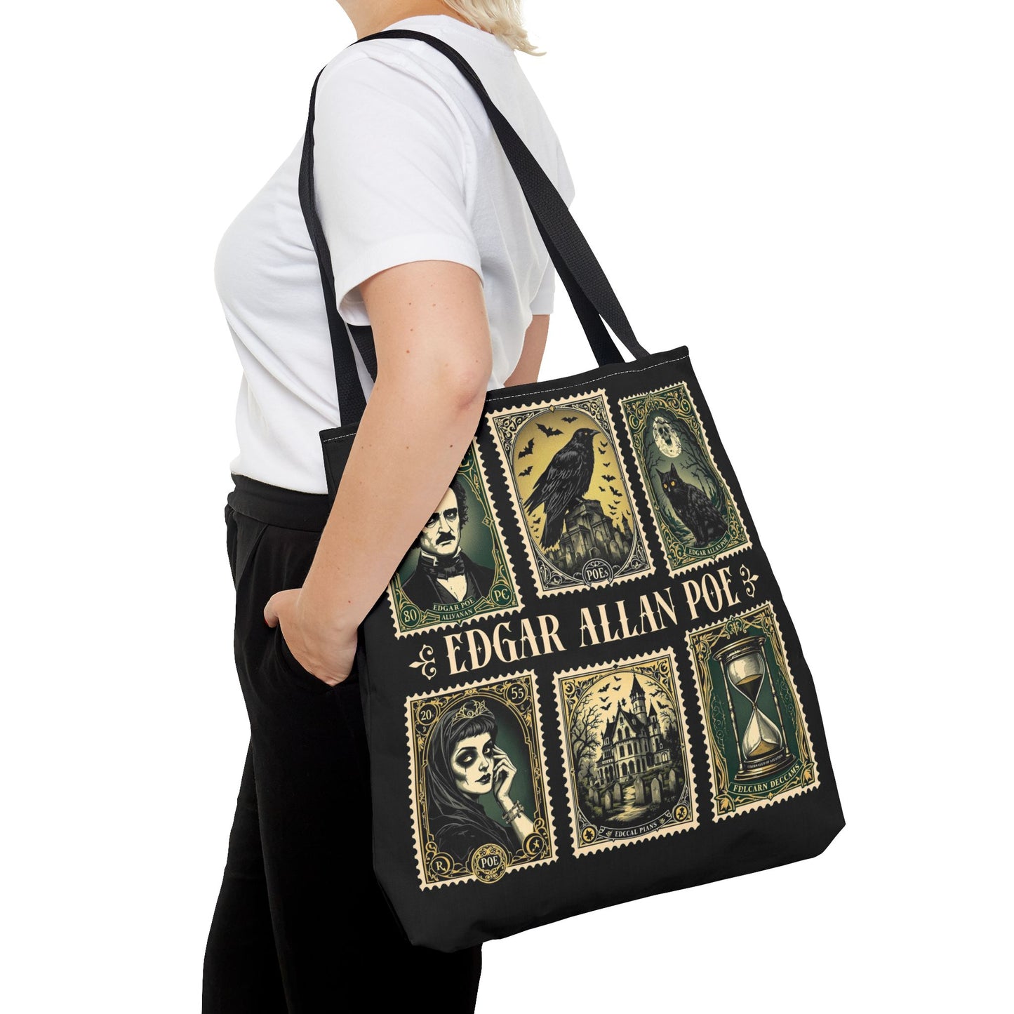 Edgar Allan Poe Tote Bag Gothic Literary Gift for Book Lover Dark Academia Macabre Accessory Halloween Tote Fall School Bag for Poetember Bags Printify
