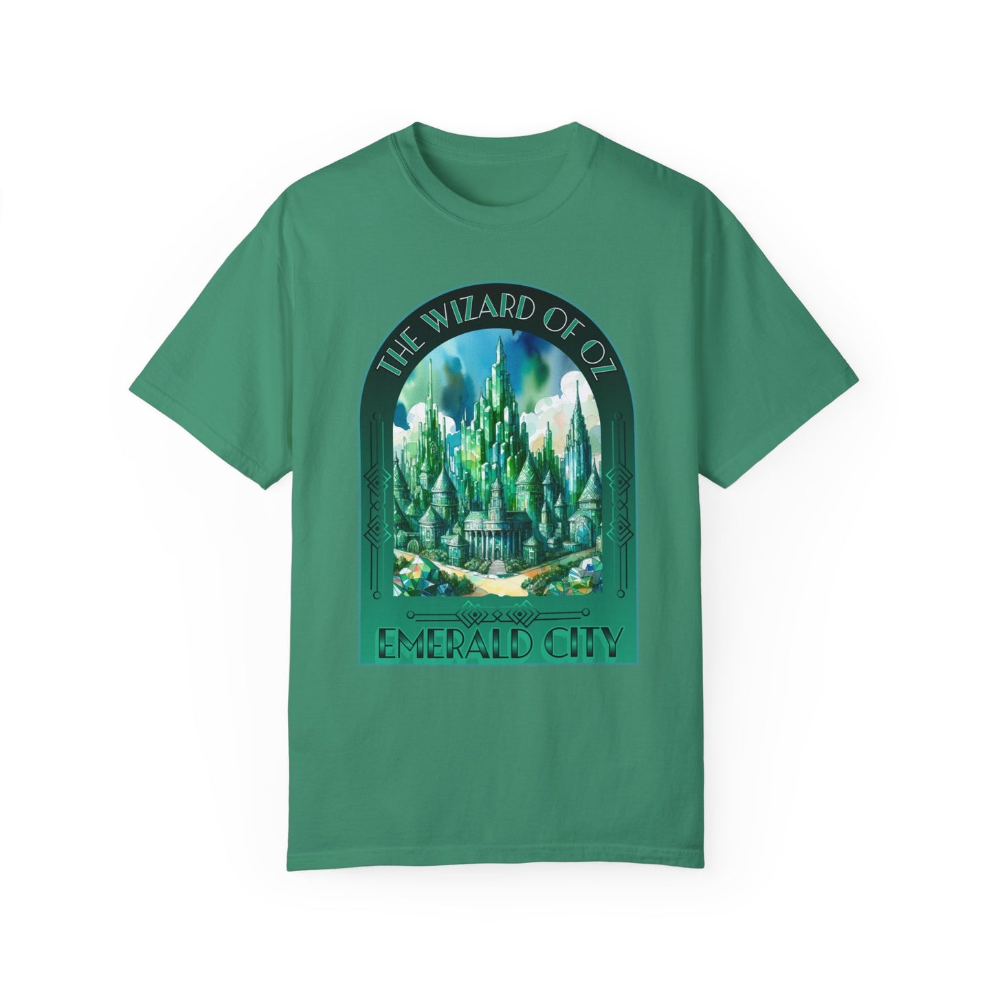 Emerald City T-Shirt, Wizard of Oz Tee, Garment-Dyed Unisex Shirt, Magical T-Shirt, Fantasy Apparel, Gifts for Broadway and Theatre Fans T-Shirt Printify Grass S