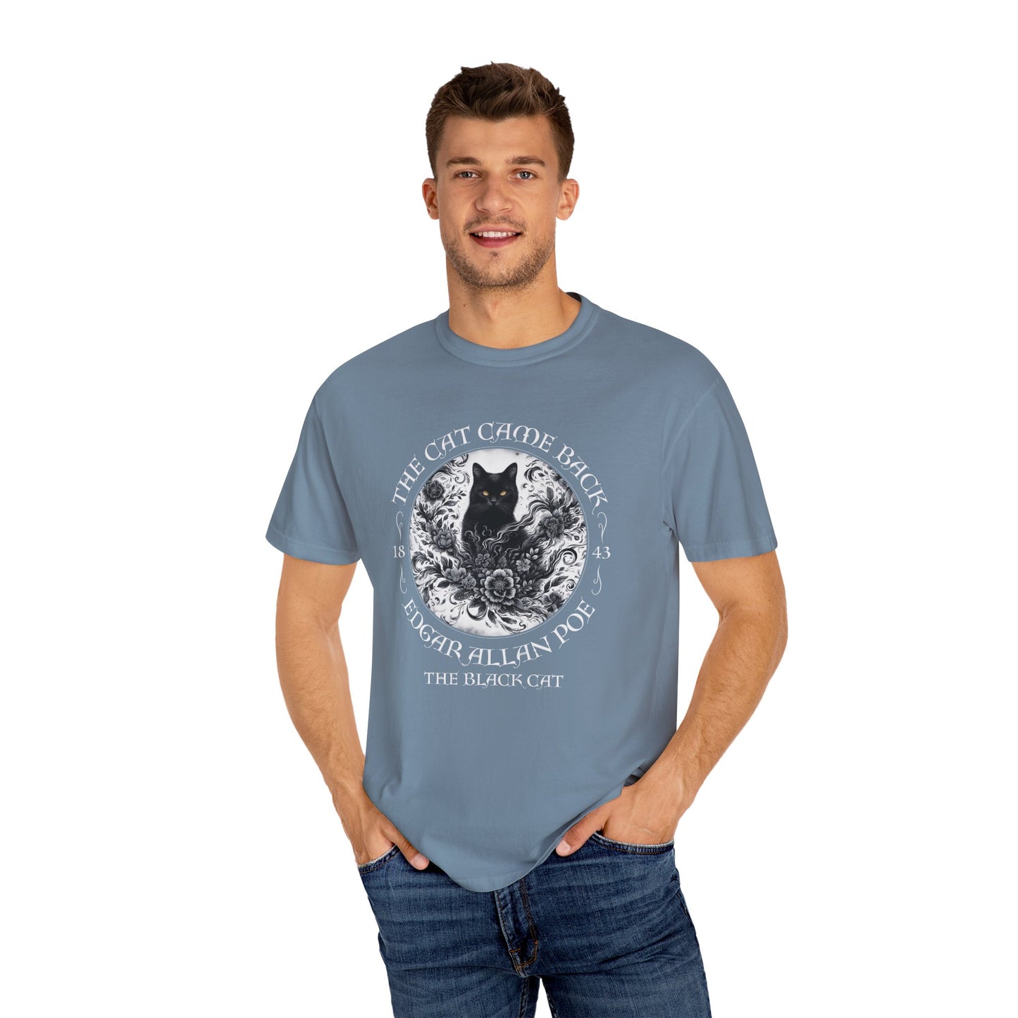Gothic Cat TShirt Edgar Allan Poe The Black Cat Dark Academia Cottagecore Aesthetic Book Lover Gift Haunting Apparel Halloween Fall Tee T-Shirt Printify