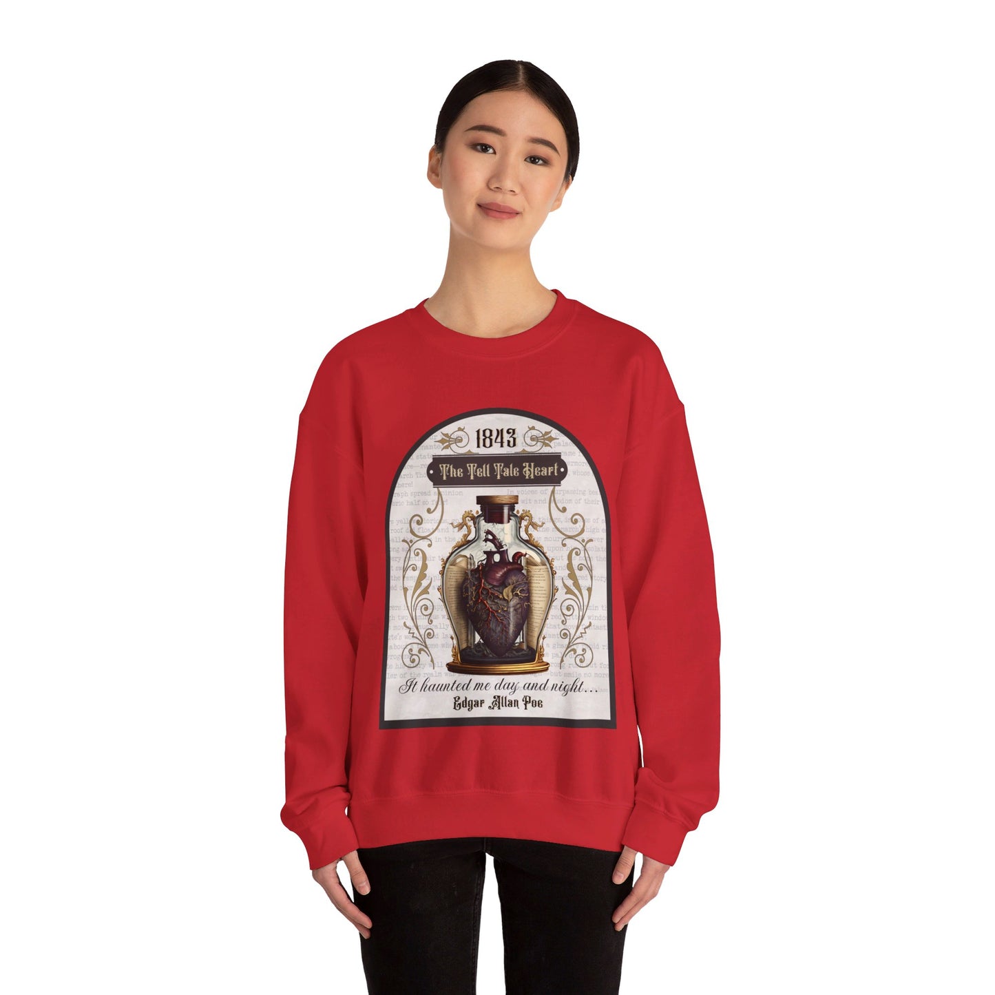 Edgar Allan Poe, The Tell Tale Heart Sweatshirt, Book Lover, Halloween, Haunting Gothic Gift, Light, Dark Academia, Horror Movie Sweater Sweatshirt Printify