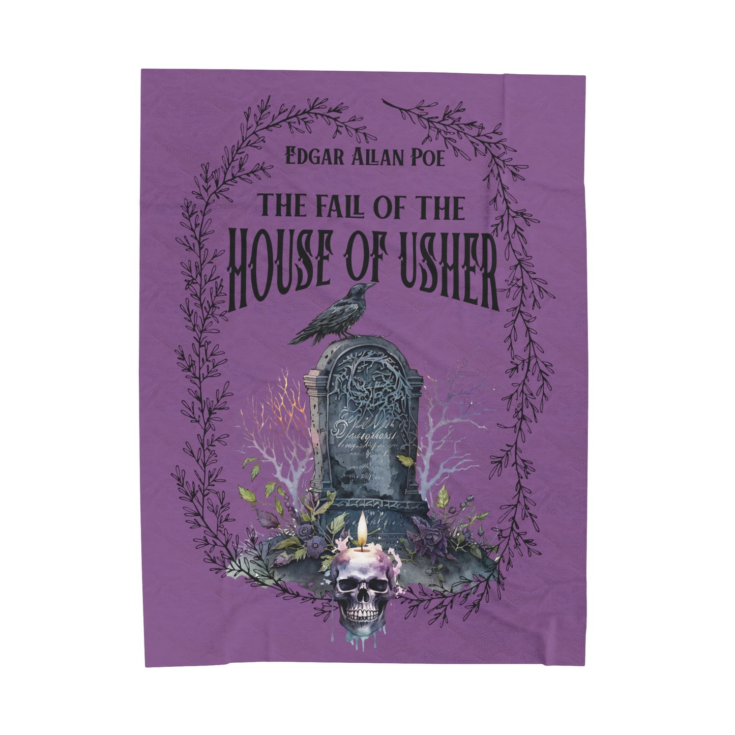 Edgar Allan Poe, The Fall Of The House Of Usher Throw Blanket, Book Lover Reading Blanket, Gothic Dark Academia, Horror Movie Watching Plush All Over Prints Printify 60" × 80"