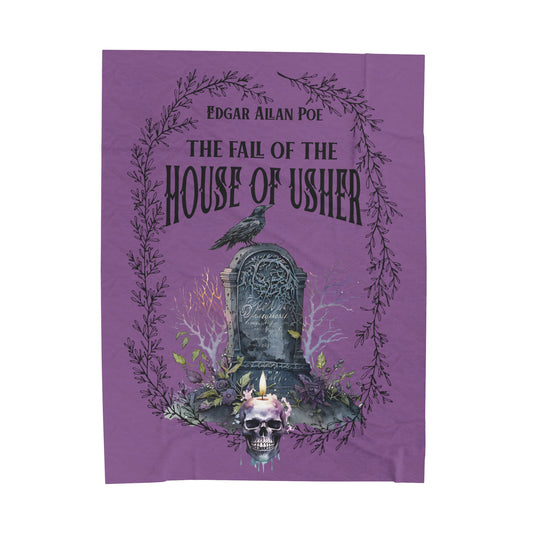 Edgar Allan Poe, The Fall Of The House Of Usher Throw Blanket, Book Lover Reading Blanket, Gothic Dark Academia, Horror Movie Watching Plush All Over Prints Printify 60" × 80"