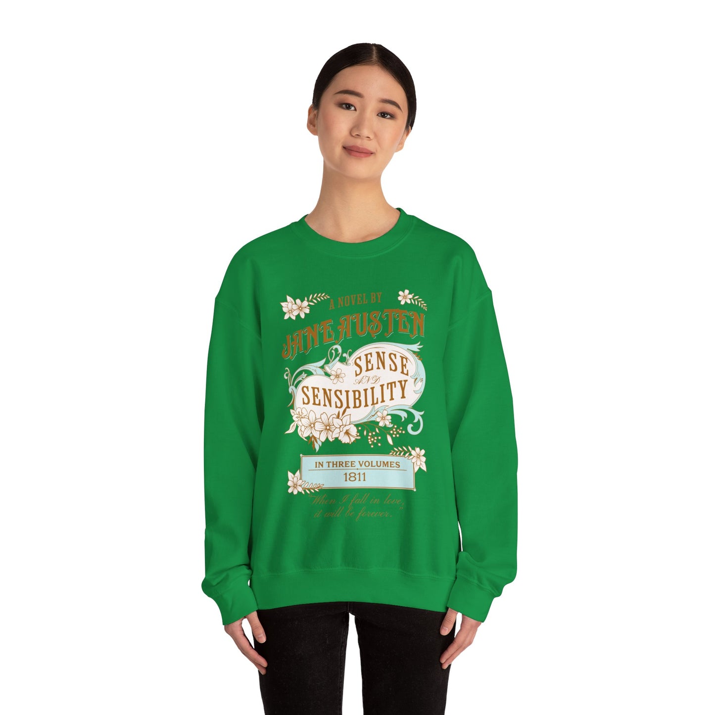 Jane Austen Sweatshirt, Sense & Sensibility Historical Romance Sweater, Bookish Literary Jane Austen Fan Art Gift, Gift for Her, Readers, Sweatshirt Printify