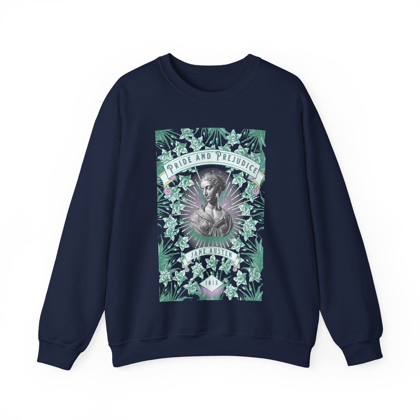 Jane Austen Sweatshirt, Pride & Prejudice Historical Romance Sweater, Bookish Literary Jane Austen Fan Art Gift, Gift for Her, Readers, Sweatshirt Printify S Navy