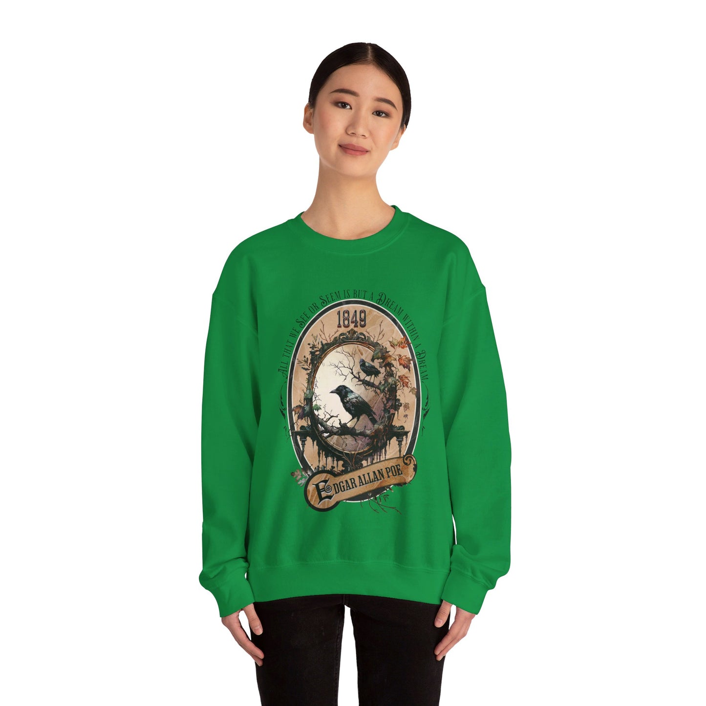 Edgar Allan Poe, A Dream Within A Dream Sweatshirt, Book Lover, Halloween, Haunting Gothic Gift, Light, Dark Academia, Horror Movie Sweater Sweatshirt Printify