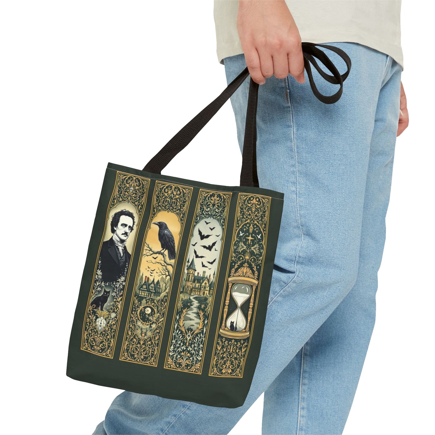 Edgar Allan Poe Tote Bag Gothic Literary Gift for Book Lover Dark Academia Macabre Accessory Halloween Tote Fall School Bag for Poetember Bags Printify