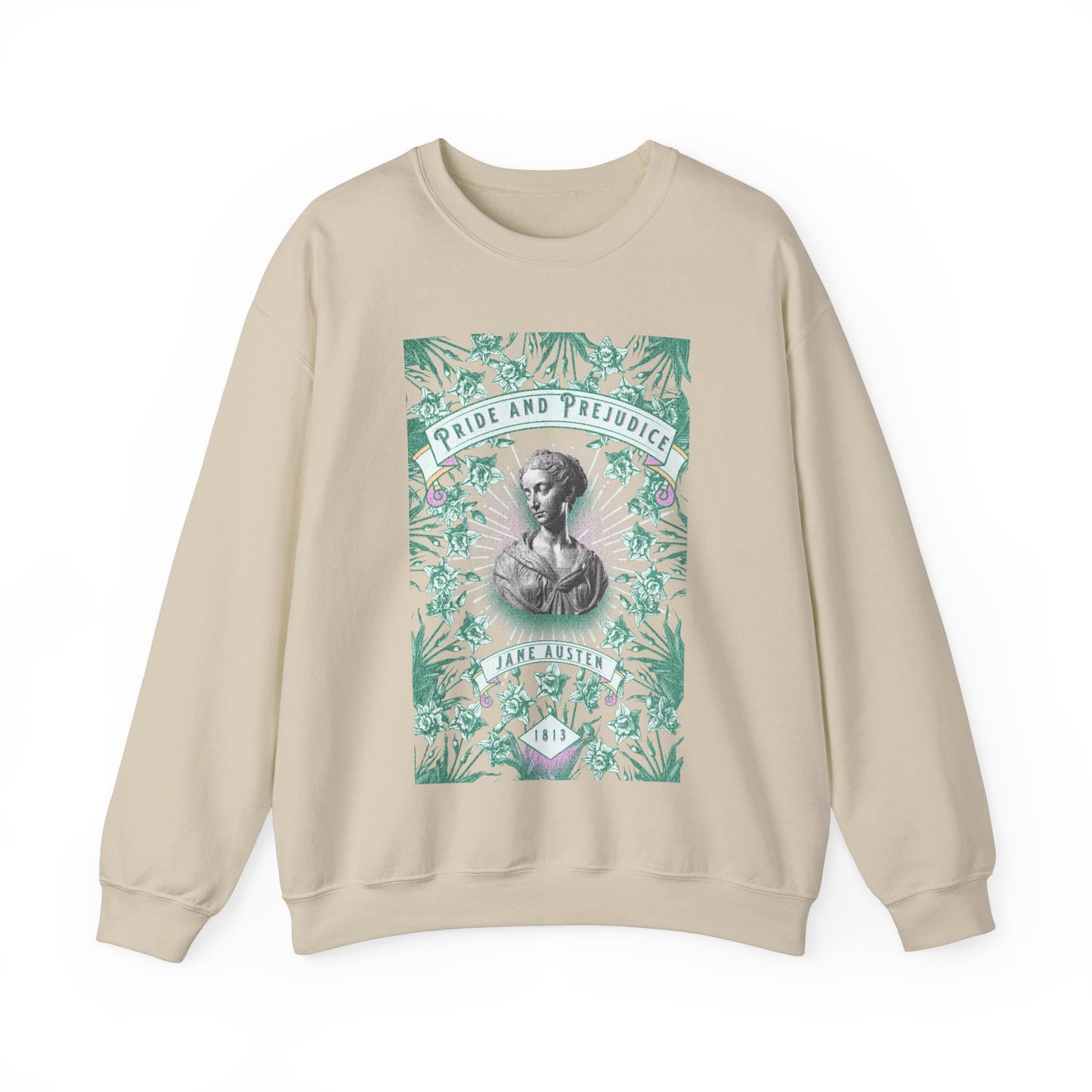 Jane Austen Sweatshirt, Pride & Prejudice Historical Romance Sweater, Bookish Literary Jane Austen Fan Art Gift, Gift for Her, Readers, Sweatshirt Printify S Sand