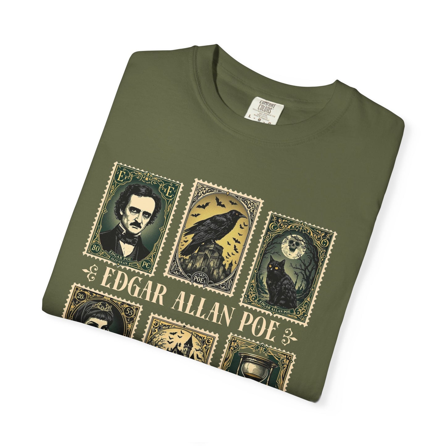 Edgar Allan Poe T-Shirt Gothic Graphic Tee The Raven Nevermore Quote Horror Literature Shirt Dark Academia Aesthetic Halloween Party Gift