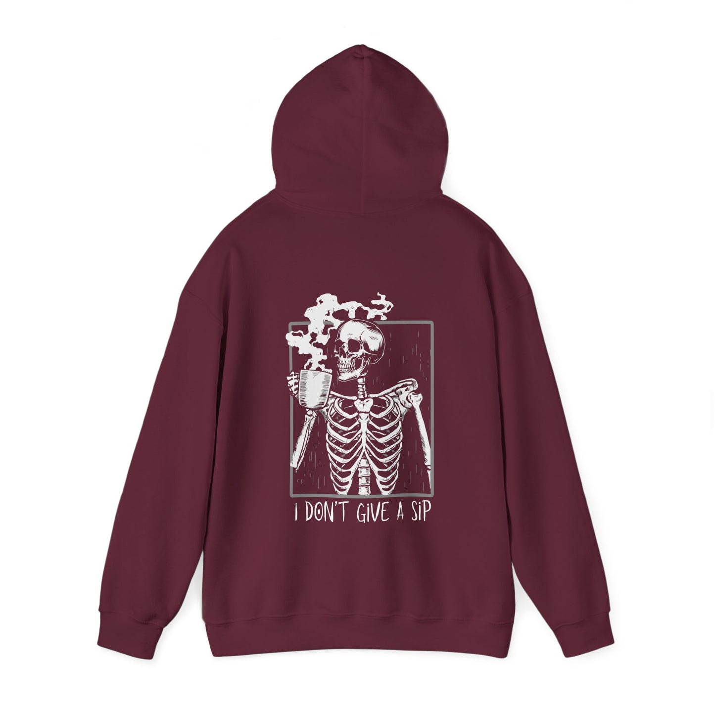 Halloween Skeleton Hoodie, Funny Coffee Drinking Skeleton, Spooky Season Sweater, Trick or Treating Shirt, Warm Halloween Party Hoodie Hoodie Printify