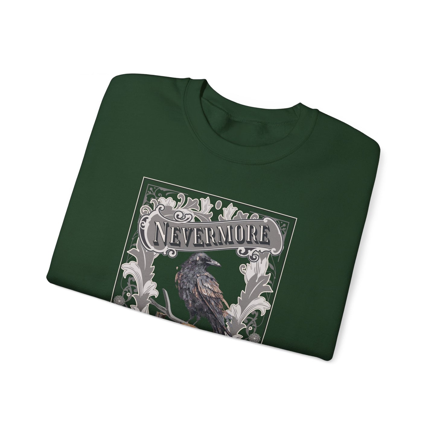 Edgar Allan Poe, Nevermore The Raven Sweatshirt, Book Lover, Halloween, Haunting Gothic Gift, Light, Dark Academia, Horror Movie Sweater Sweatshirt Printify