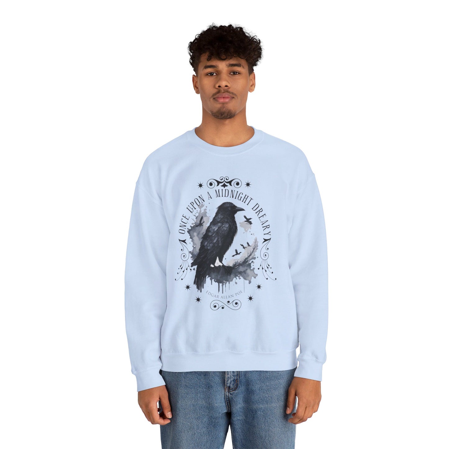Edgar Allan Poe, The Raven Sweatshirt, Poet, Poetry Lover Sweater, Book Lover, Haunting Gothic Gift, Light, Dark Academia, Horror Movie Top Sweatshirt Printify
