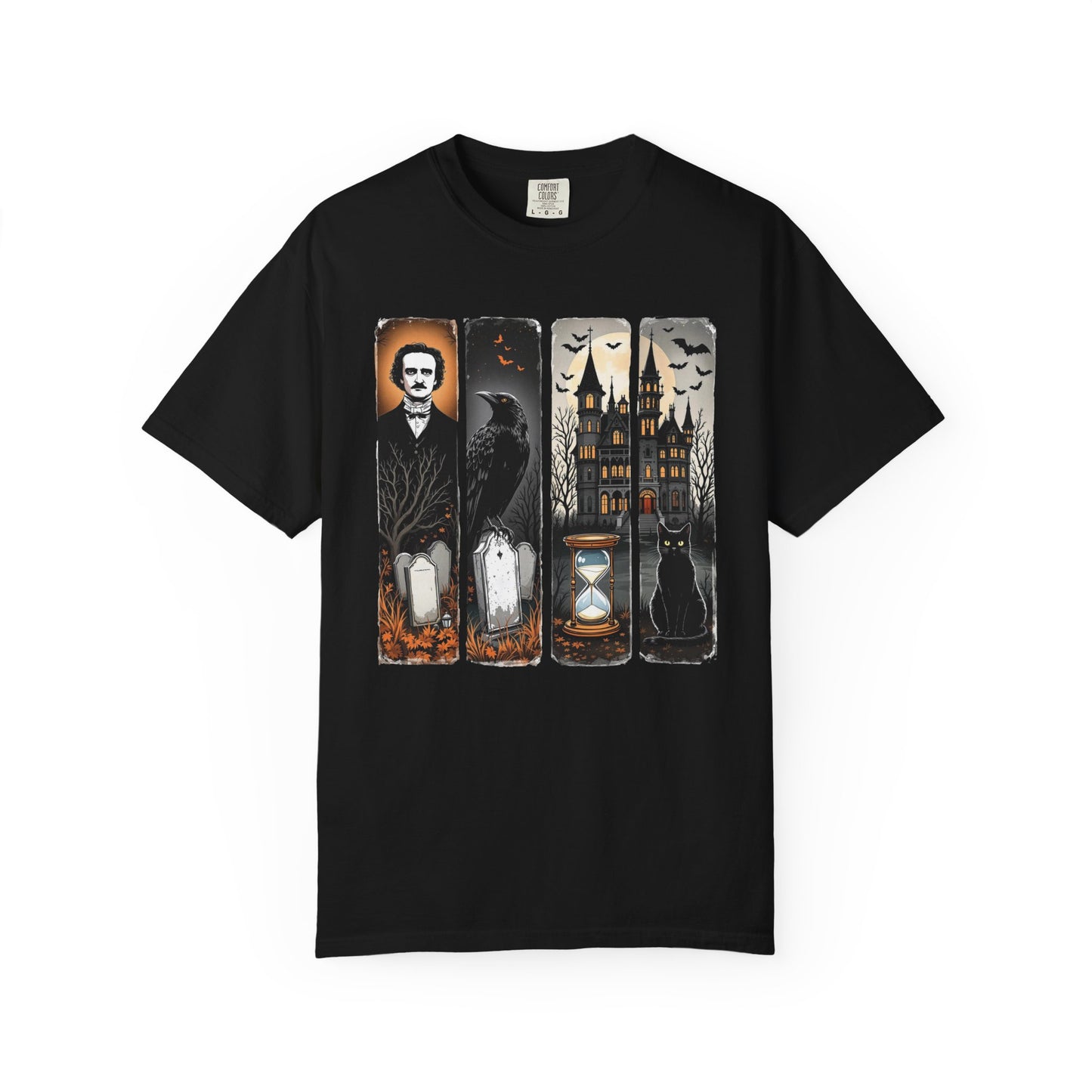 Edgar Allan Poe T-Shirt Gothic Graphic Tee The Raven Nevermore Quote Horror Literature Shirt Dark Academia Aesthetic Halloween Party Gift T-Shirt Printify Black S