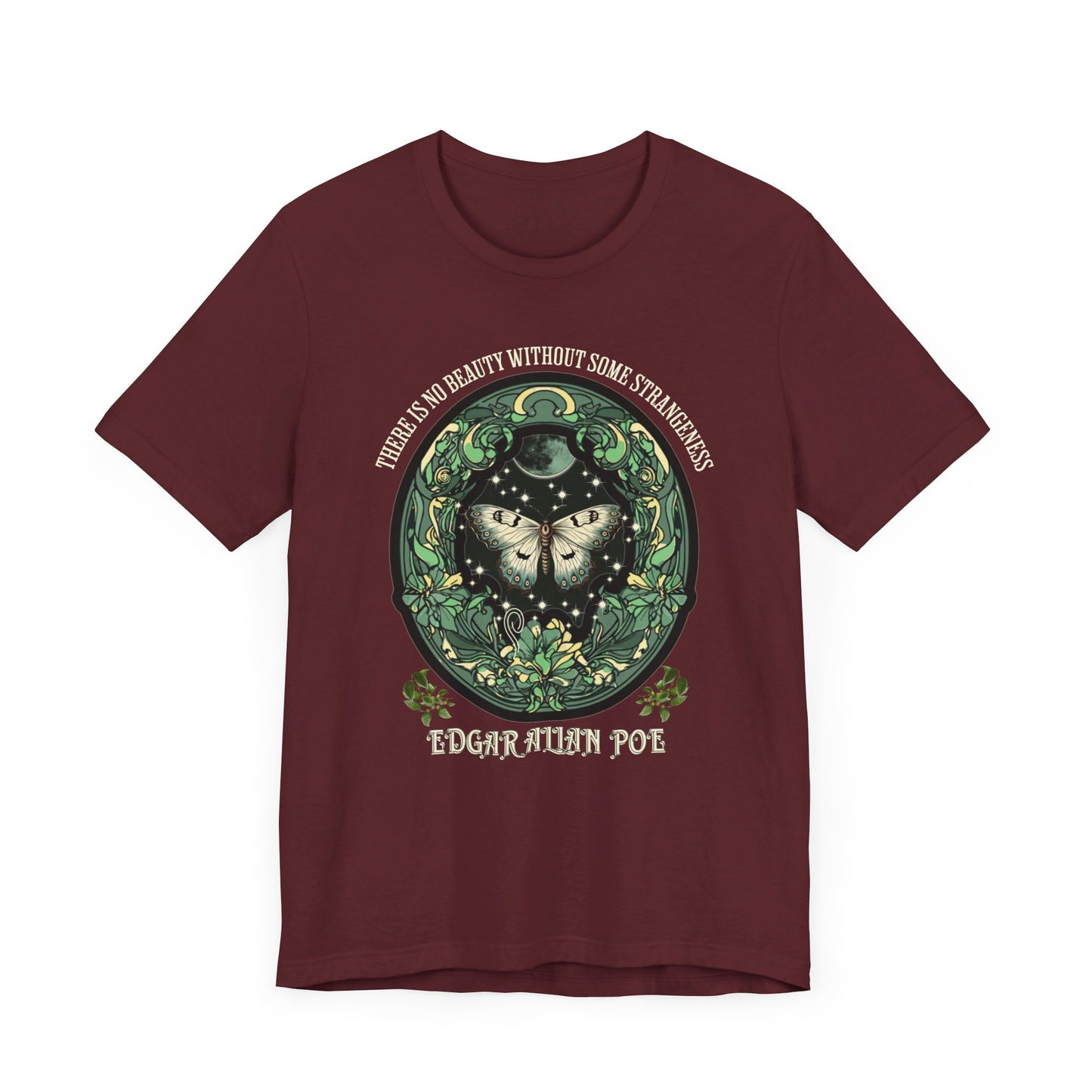 Edgar Allan Poe, Fairycore Night Garden T-Shirt, Book Lover Tee, Haunting Gothic Gift, Light, Dark Academia, Literary Poetry Bookclub Shirt T-Shirt Printify