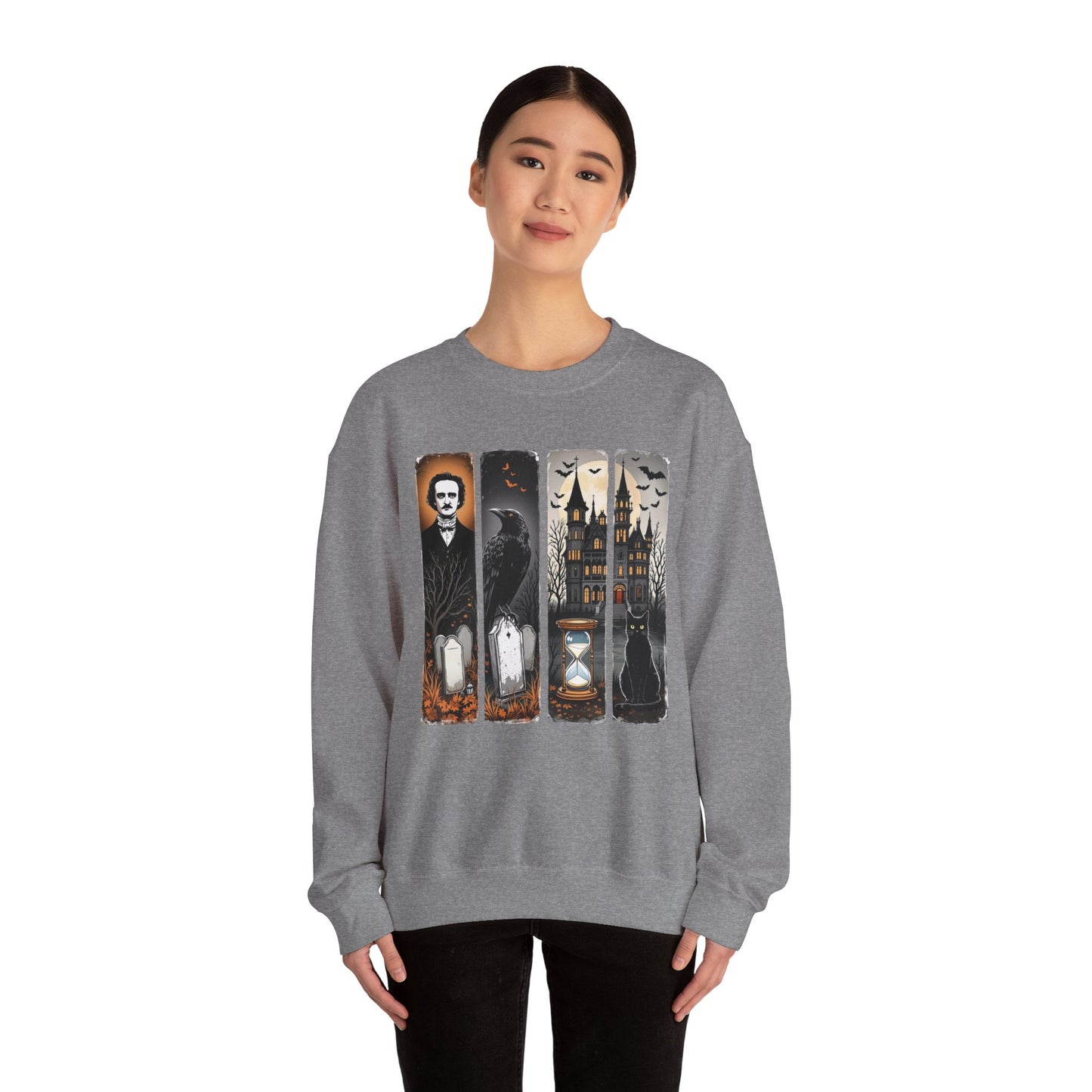 Edgar Allan Poe Sweatshirt The Raven Nevermore Gothic Horror Sweater Dark Academia Macabre Halloween Gift for Book Lovers Birthday Christmas