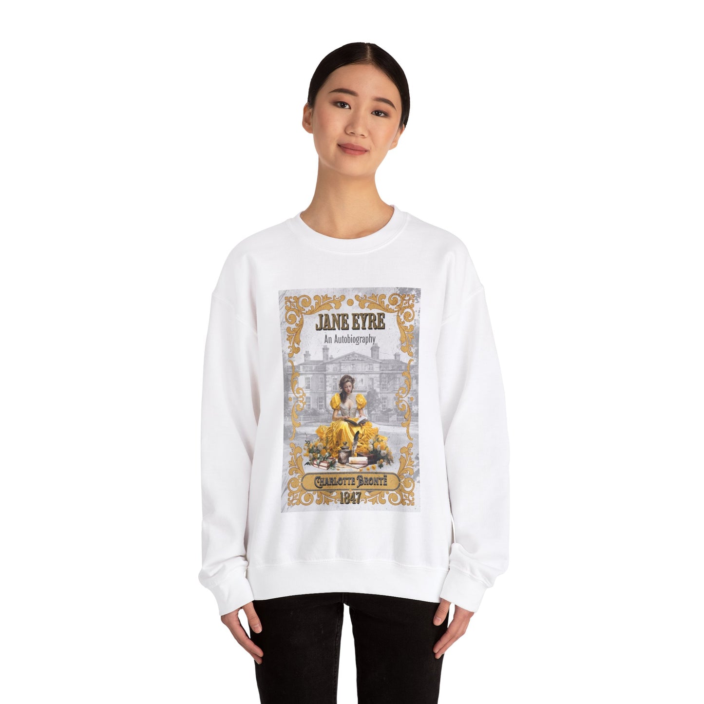 Jane Eyre Sweatshirt, Charlotte Brontë Historical Romance Sweater, Bookish Literary Brontë Sisters Fan Art Gift, Gift for Her, Readers, Sweatshirt Printify